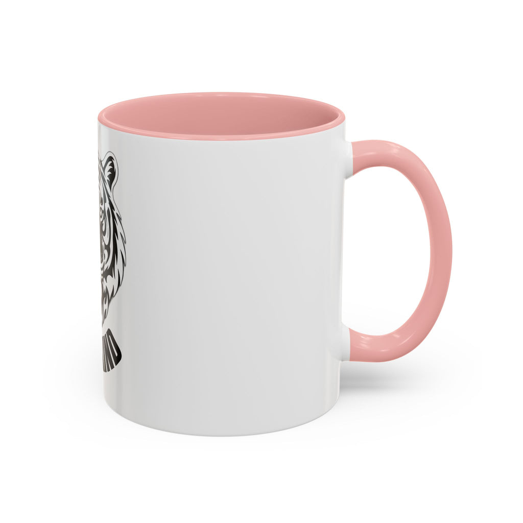 Tiger Head Accent Coffee Mug — Monochrome Tribal Tiger Face Ceramic Cup (11/15oz)