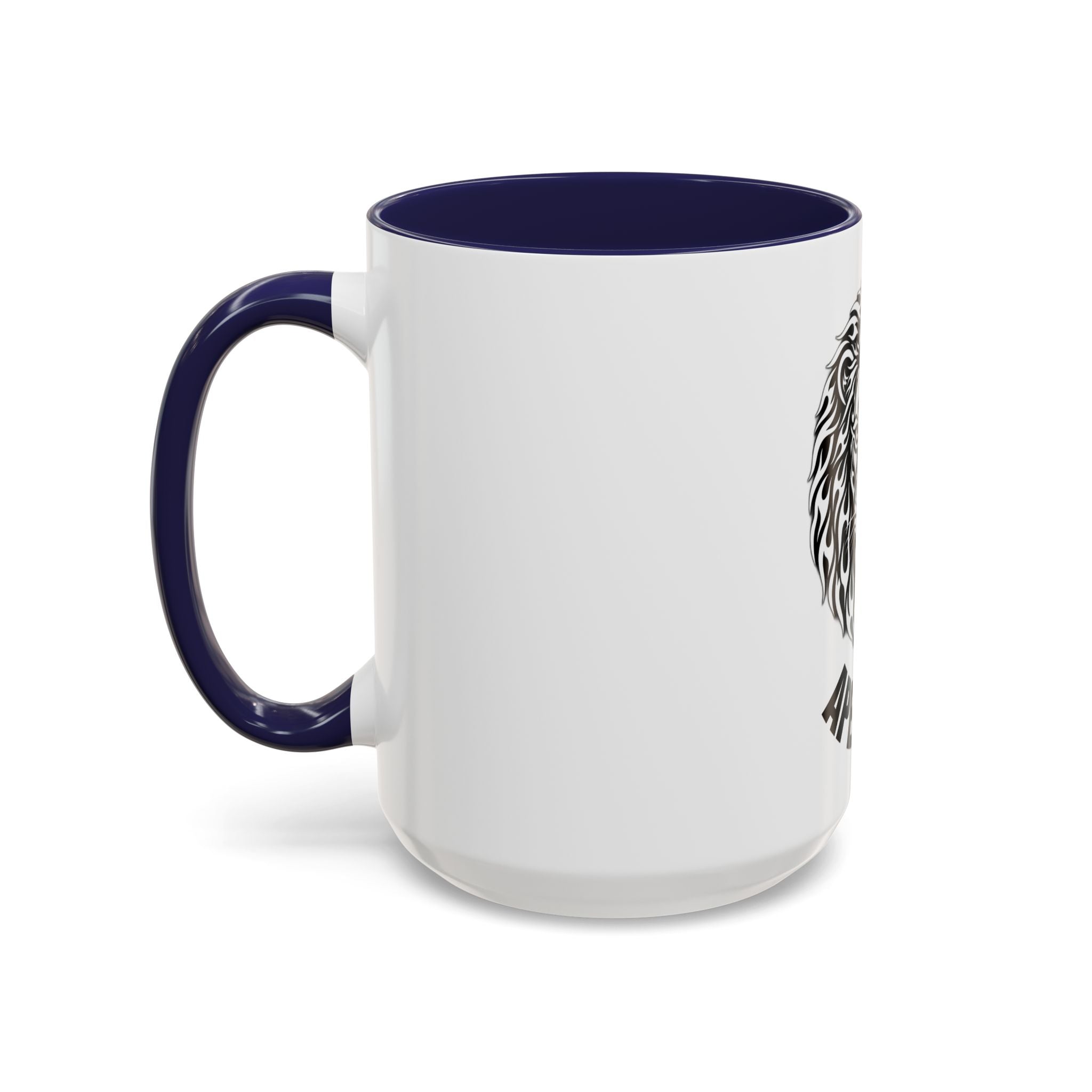 Lion Head Accent Coffee Mug — Black Tribal Lion Design (11oz & 15oz)