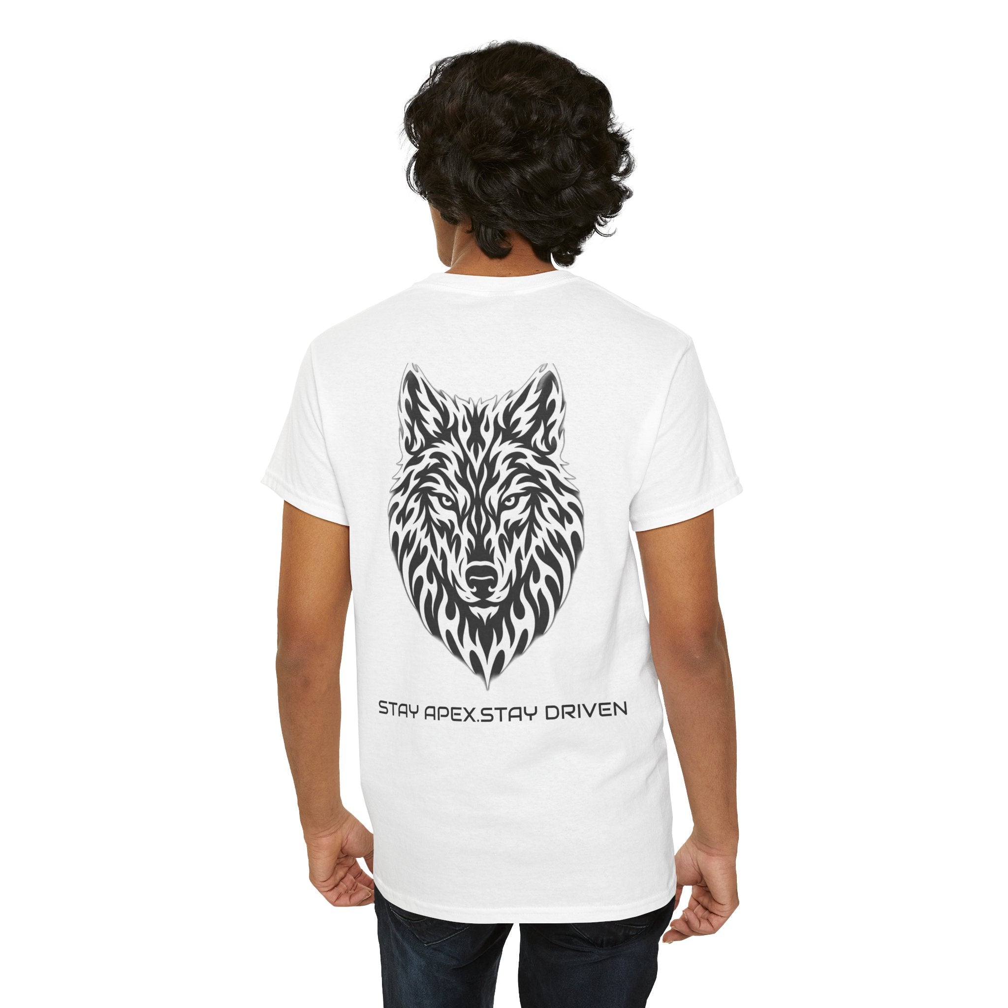 Wolf Graphic Tee — 'Stay Apex, Stay Driven' Motivational Shirt