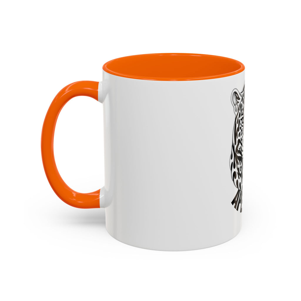 Tribal Wolf Accent Coffee Mug – Black Interior & Handle, Fierce Wolf Head Design (11/15 oz)