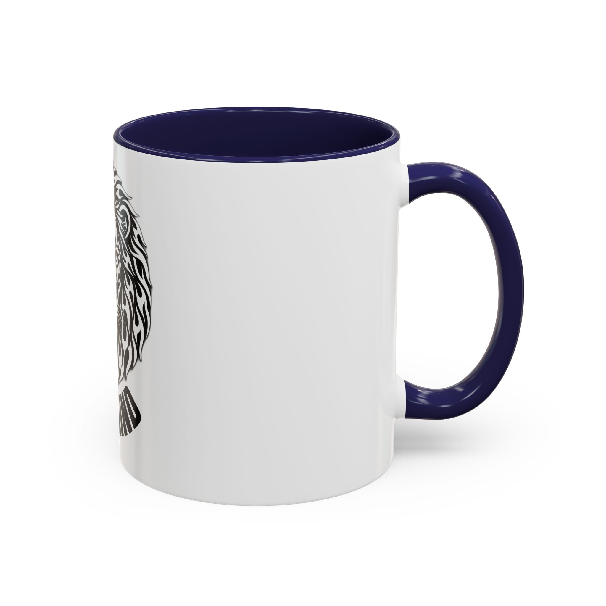 Lion Head Accent Coffee Mug — Black Tribal Lion Design (11oz & 15oz)
