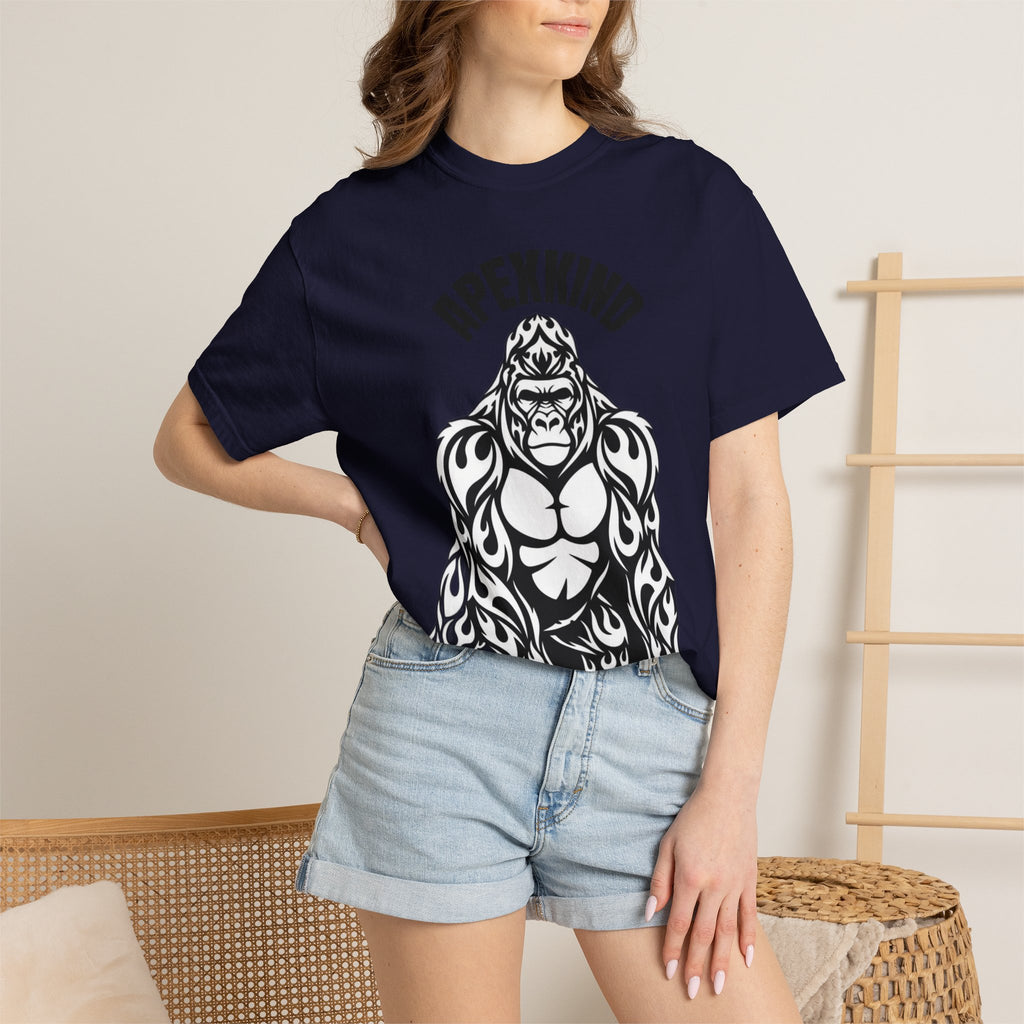 Tribal Flame Silverback Gorilla T-Shirt - Tribal Gorilla Illustration T-shirt | Bold Black Ape Design