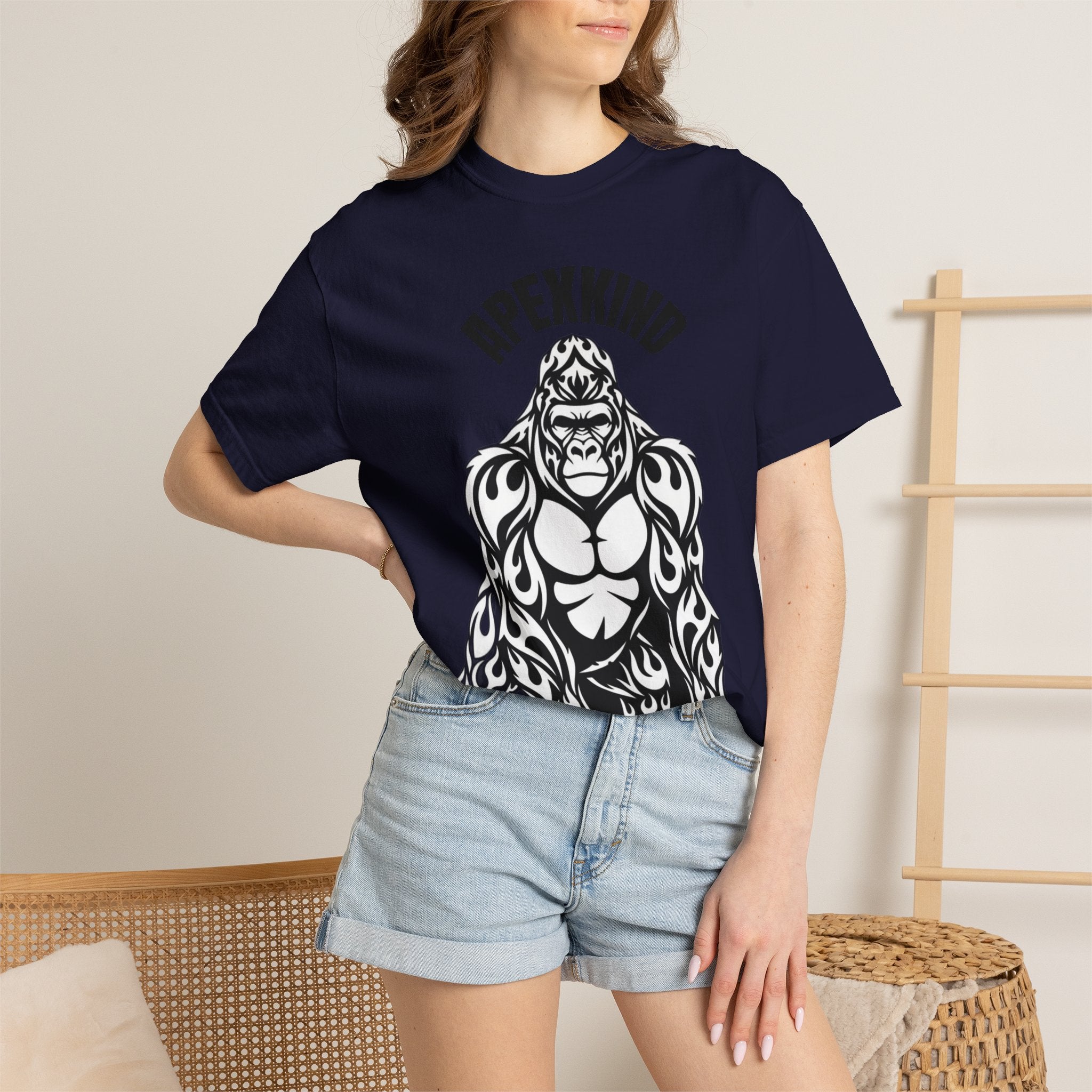Tribal Flame Silverback Gorilla T-Shirt - Tribal Gorilla Illustration T-shirt | Bold Black Ape Design