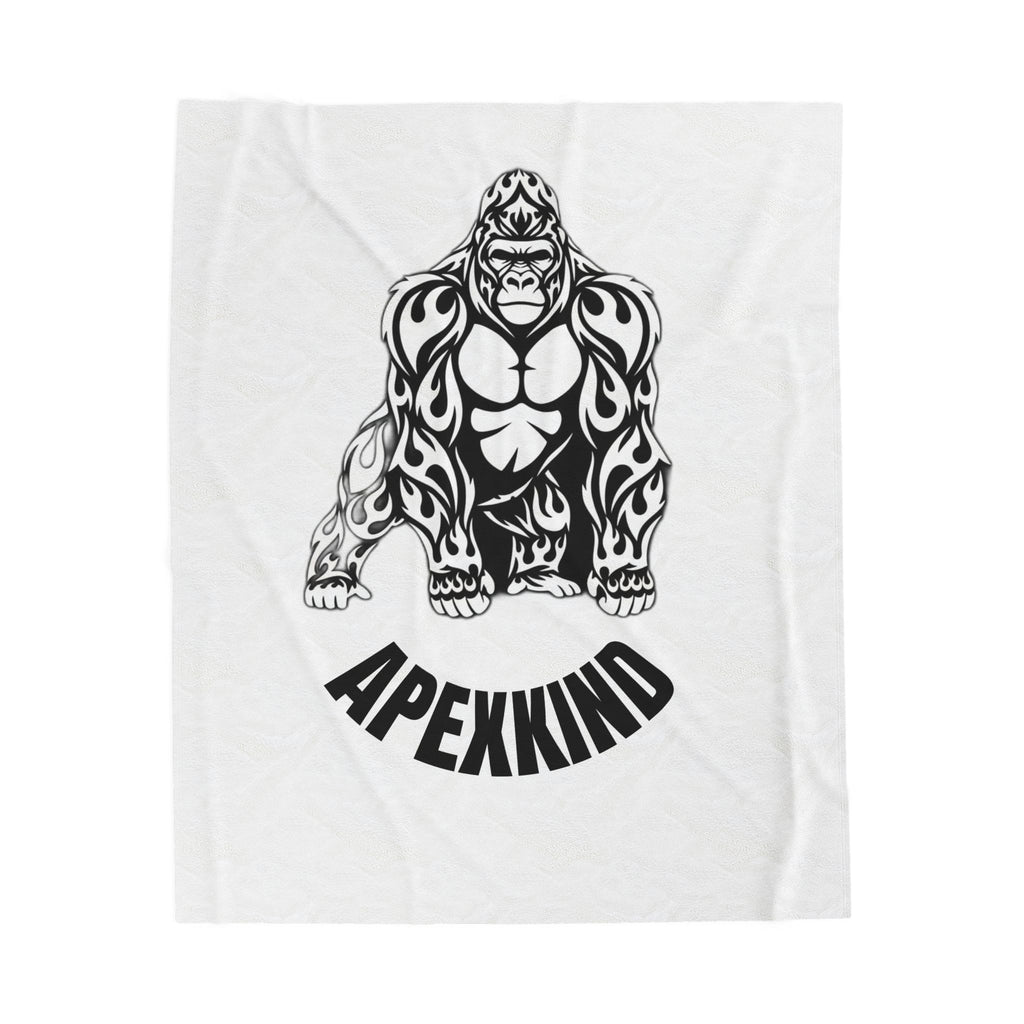 ApexKind Gorilla Velveteen Plush Blanket — Soft Tribal Ape Graphic Throw