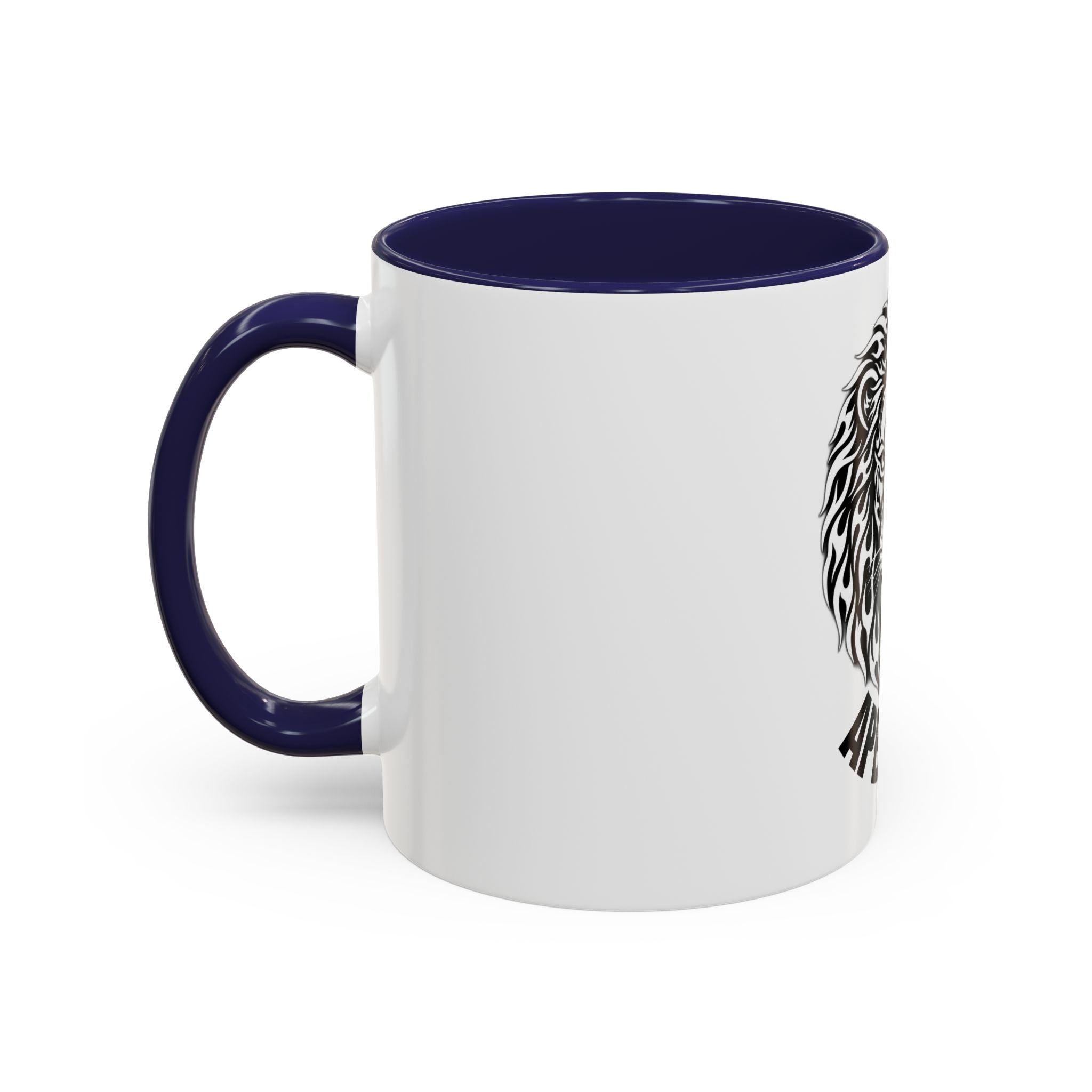Lion Head Accent Coffee Mug — Black Tribal Lion Design (11oz & 15oz)