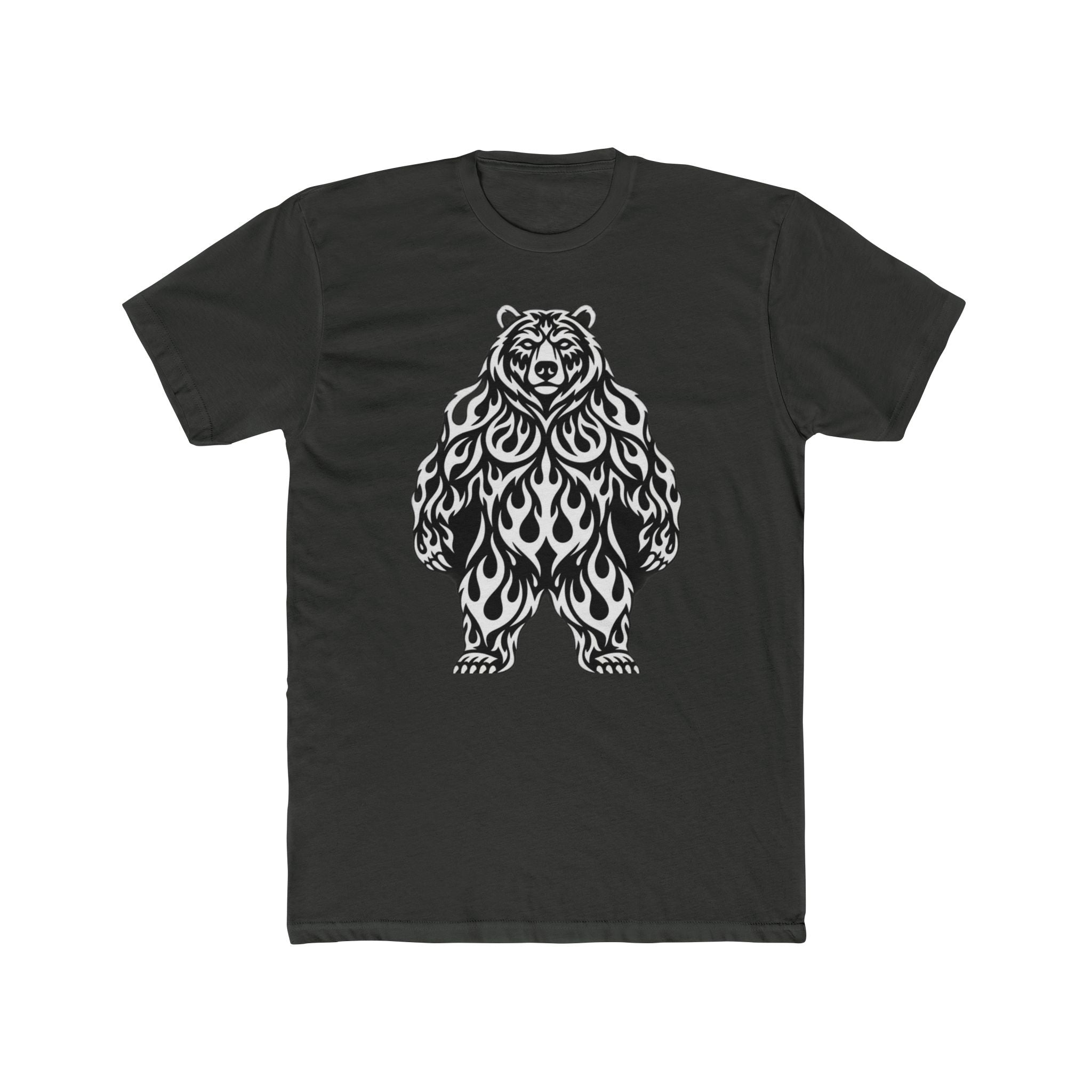 Flame Bear Graphic Tee — Tribal-Inspired Black Bear T-Shirt