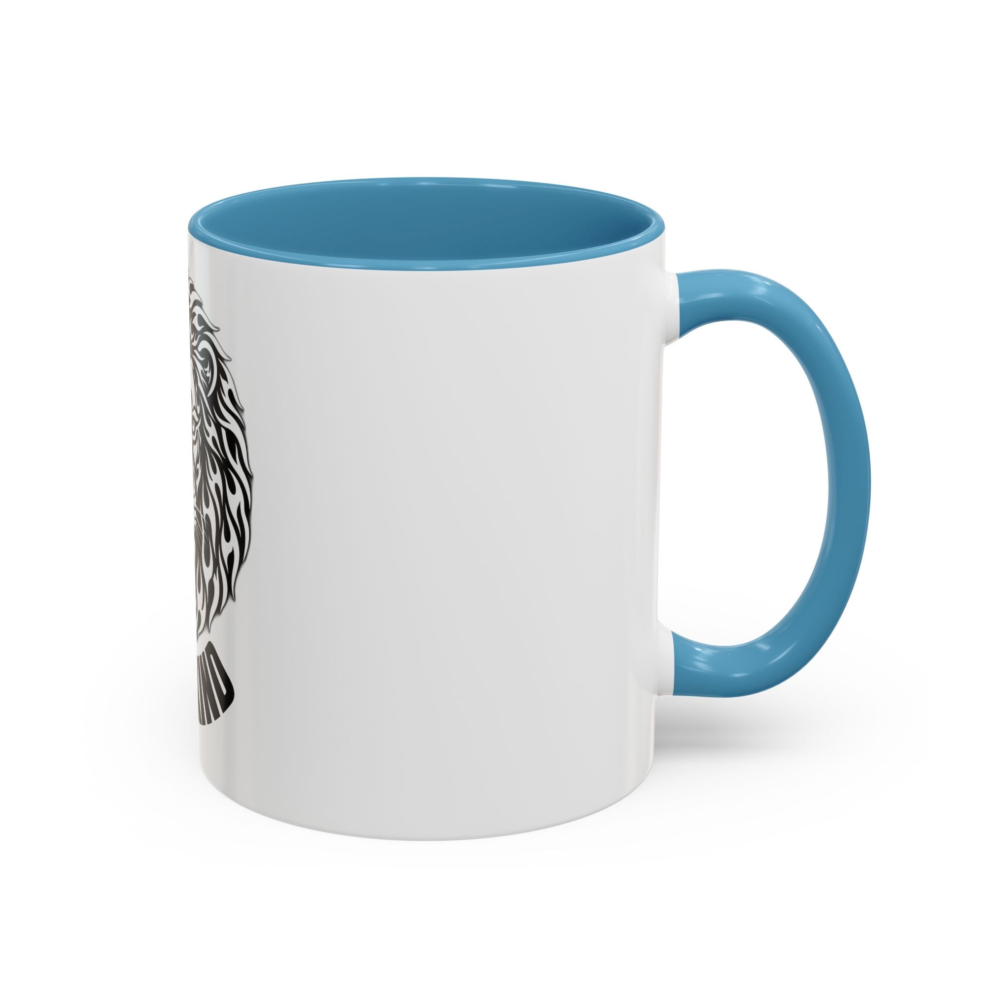 Lion Head Accent Coffee Mug — Black Tribal Lion Design (11oz & 15oz)