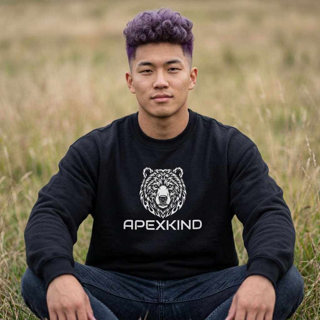 Grizzly Logo Crewneck Sweatshirt — APEXKIND "Walk Wild Live Sharp" Graphic