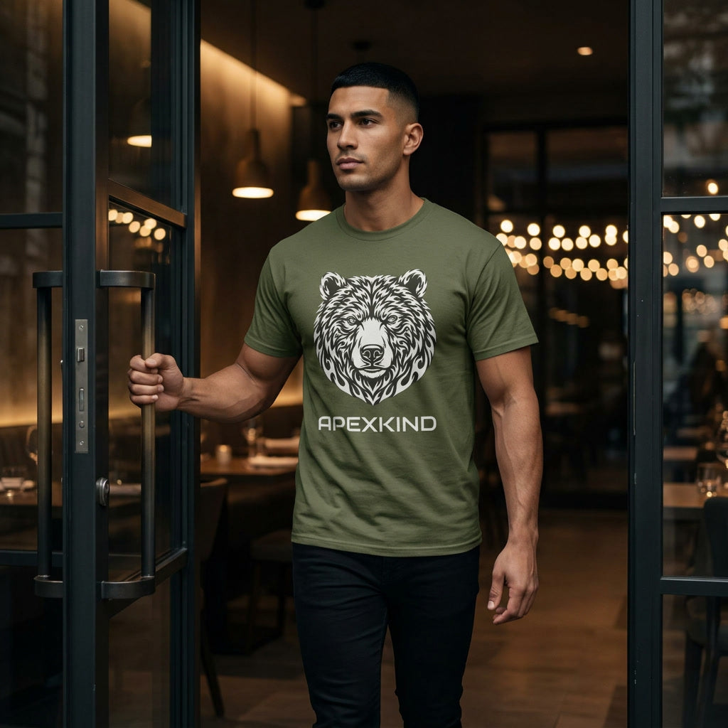 Tribal Flame Grizzly Bear Shirt | APEXKIND
