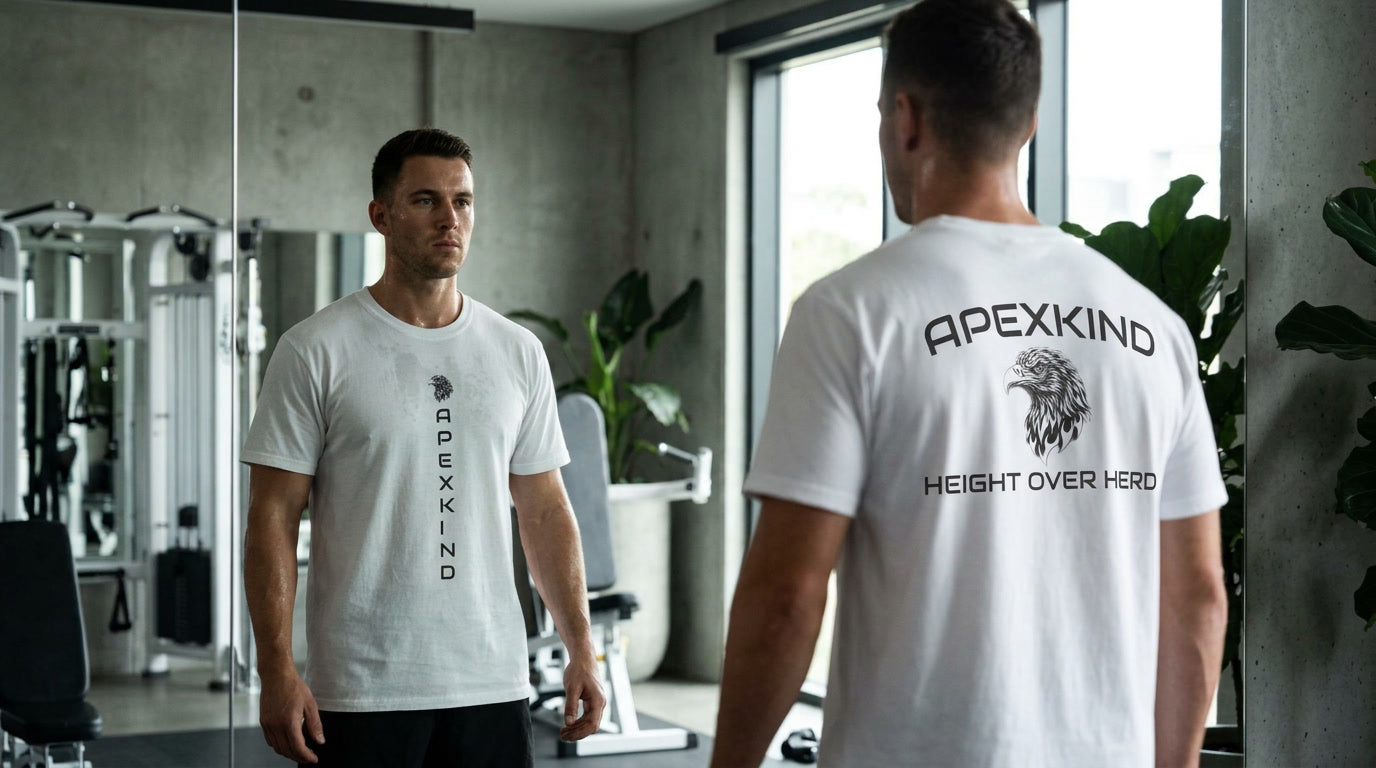 Men's Eagle Graphic T-Shirt – Premium Cotton Gym Tee | Apexkind "Height Over Herd"
