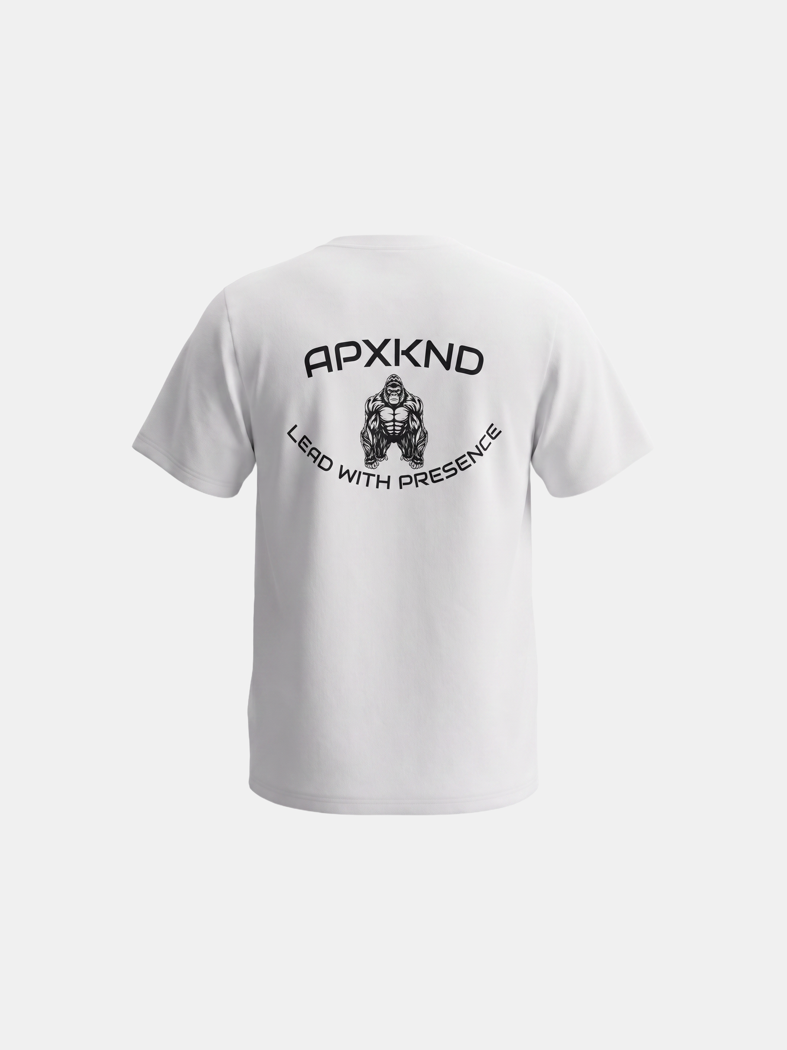 Apexkind Lead With Presence Gorilla Graphic T-Shirt – Unisex 100% Cotton Streetwear Tee, Whitec