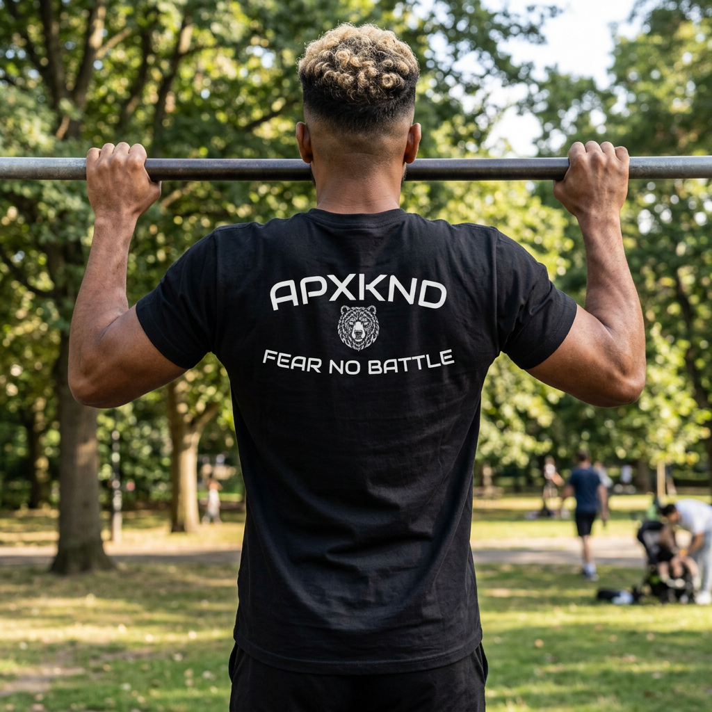 Apexkind Fear No Battle Grizzly Graphic T-Shirt – Unisex 100% Cotton Streetwear Tee, black