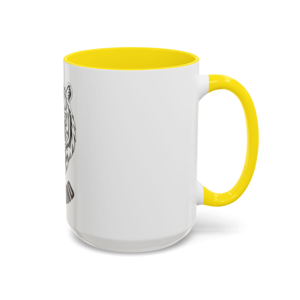 Tiger Head Accent Coffee Mug — Monochrome Tribal Tiger Face Ceramic Cup (11/15oz)