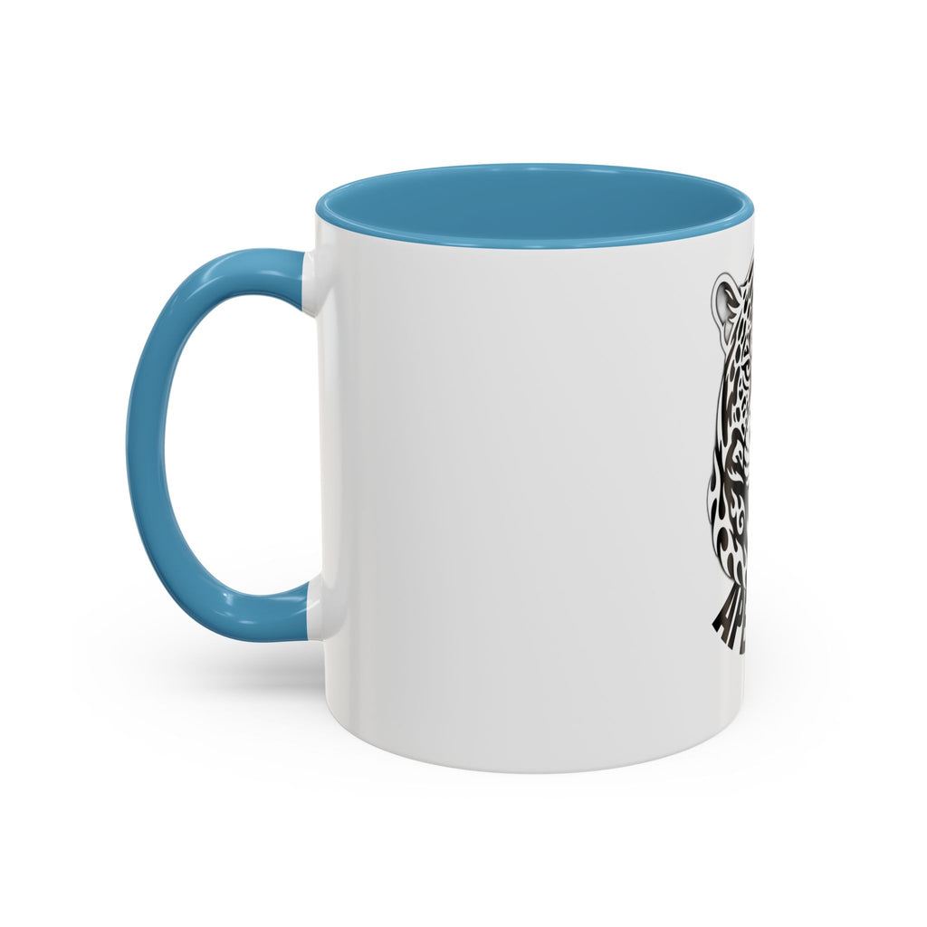 Tribal Wolf Accent Coffee Mug – Black Interior & Handle, Fierce Wolf Head Design (11/15 oz)