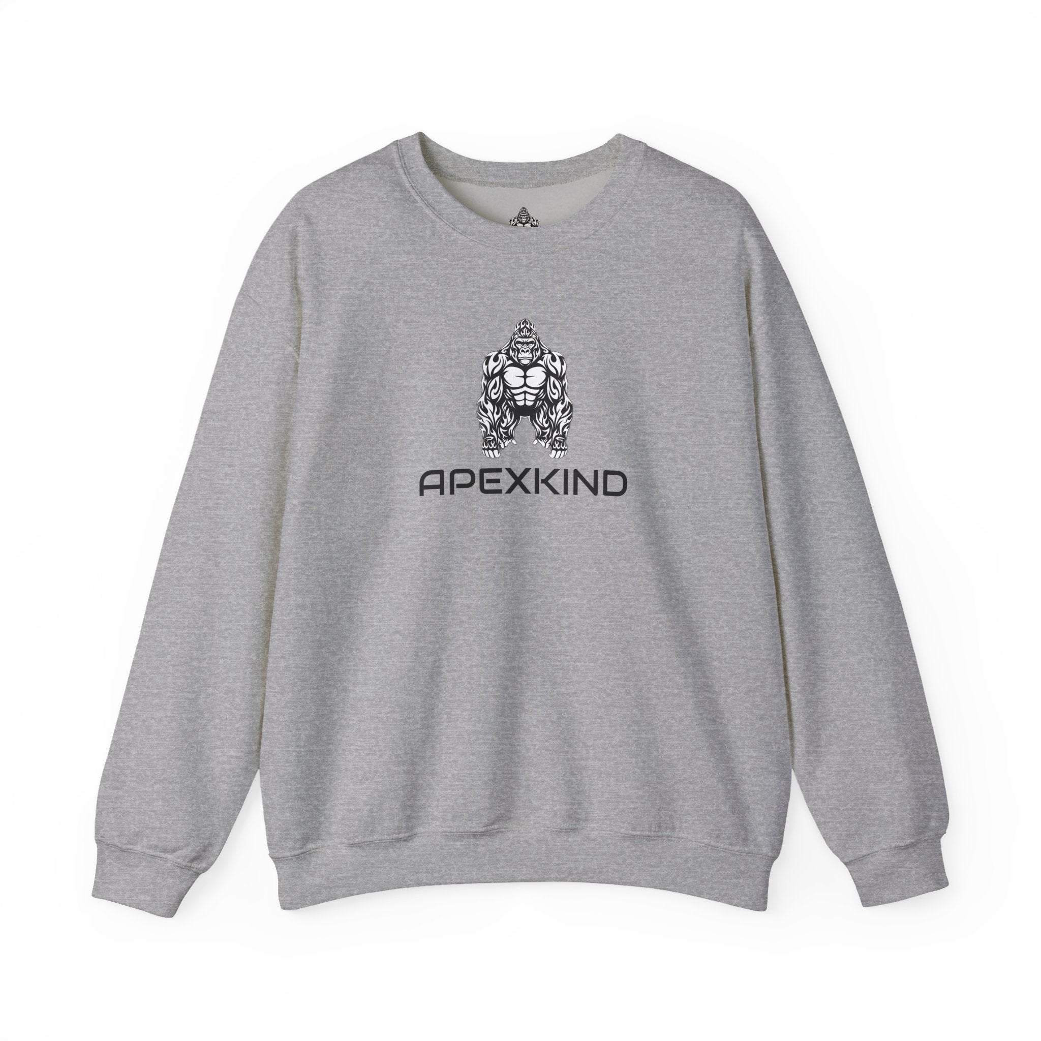 ApexKind Gorilla Crewneck Sweatshirt — Tribal Muscle Ape Graphic, "Stay Apex Stay Driven"