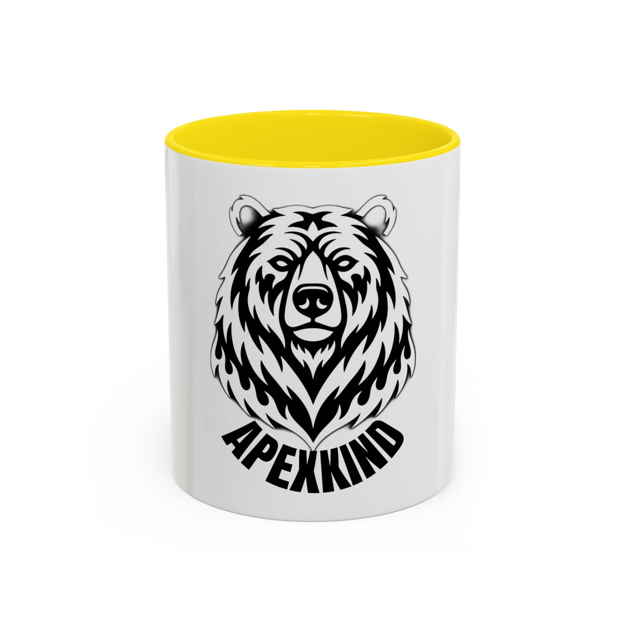 Bear Head Coffee Mug — Monochrome Tribal Bear Accent Mug