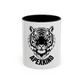 Tiger Head Accent Coffee Mug — Monochrome Tribal Tiger Face Ceramic Cup (11/15oz)