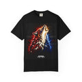 Howling Wolf Graphic T-Shirt — Red & Blue Neon Tribal Wolf Tee