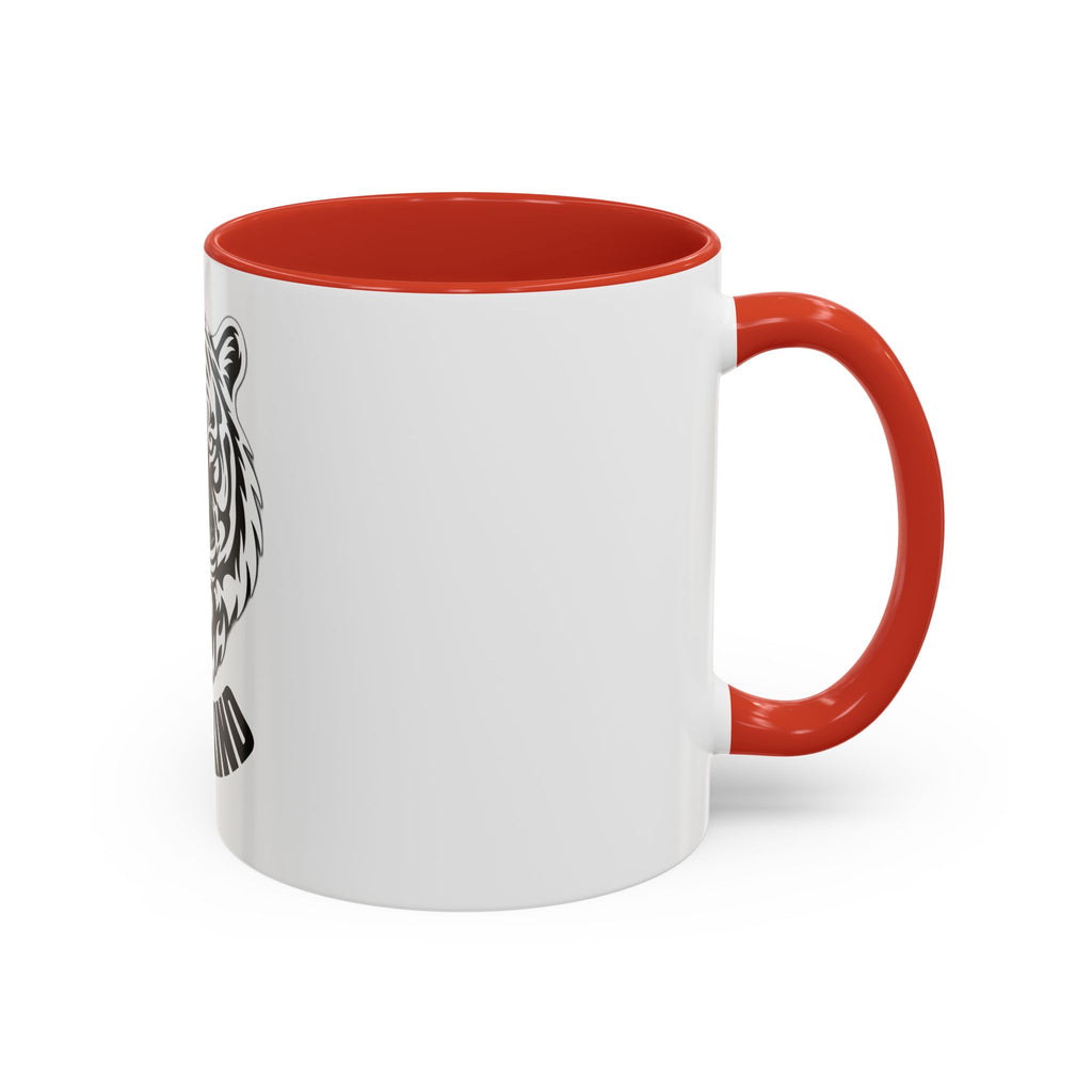 Tiger Head Accent Coffee Mug — Monochrome Tribal Tiger Face Ceramic Cup (11/15oz)