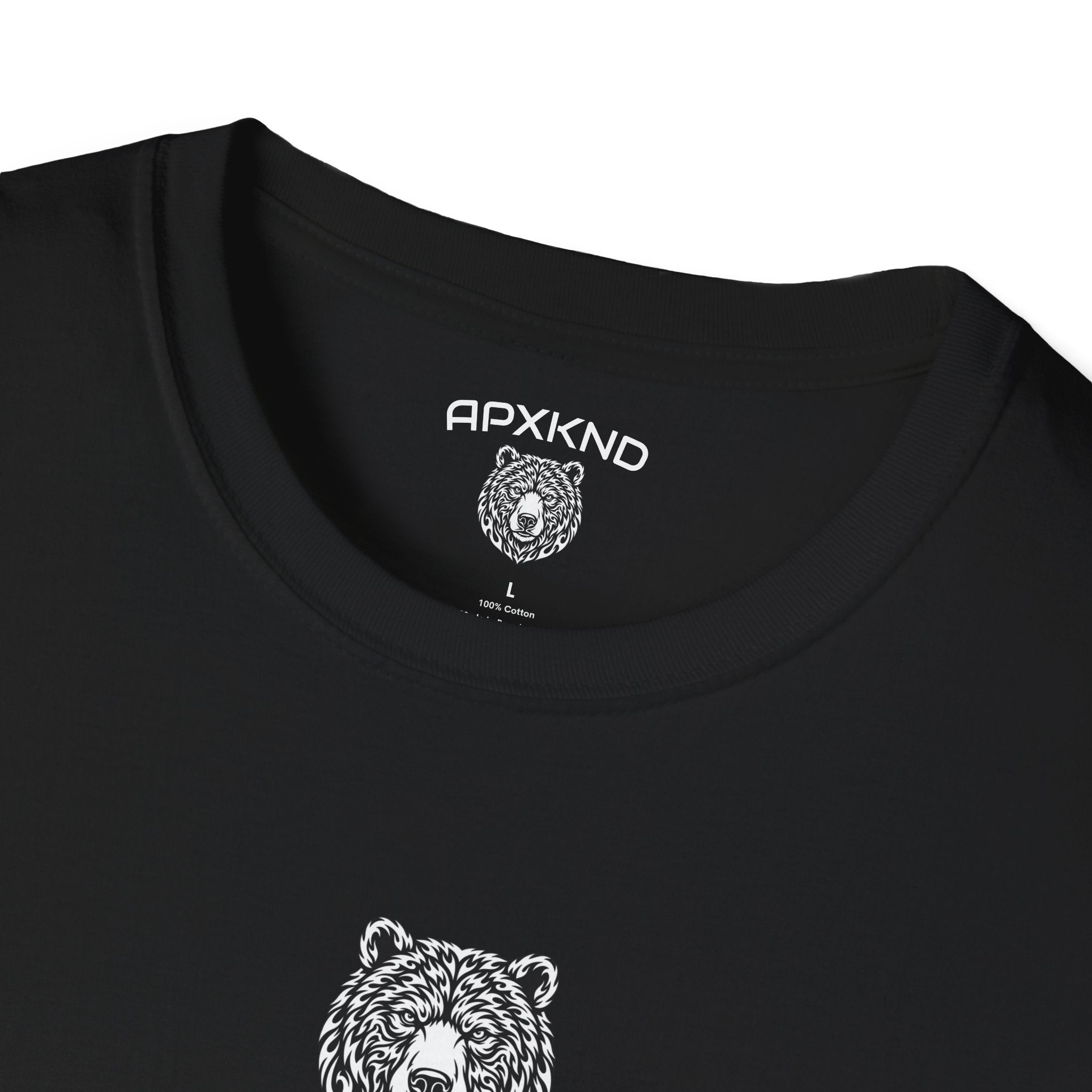 Apexkind Fear No Battle Grizzly Graphic T-Shirt – Unisex 100% Cotton Streetwear Tee, black