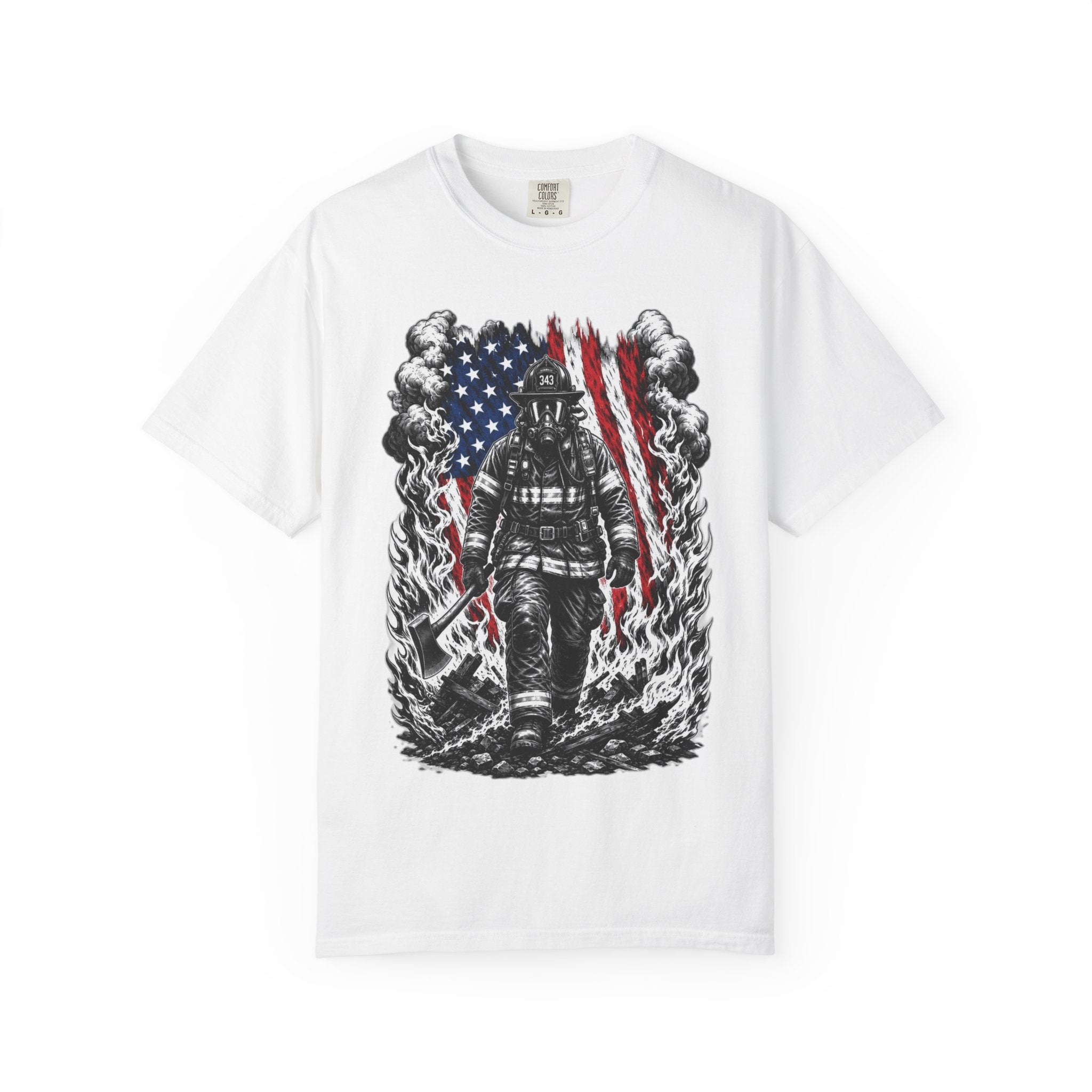 Firefighter American Flag T-Shirt — Brave Firefighter Graphic Tee