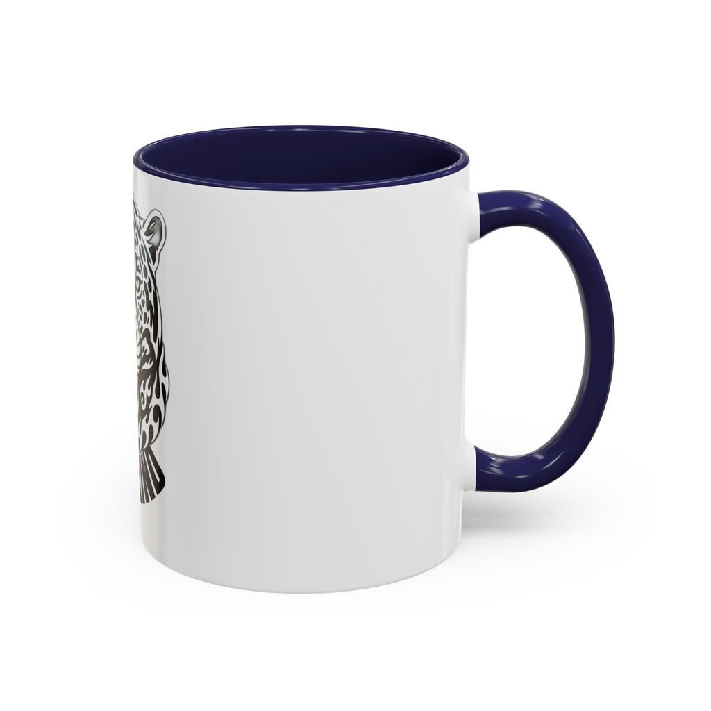 Tribal Wolf Accent Coffee Mug – Black Interior & Handle, Fierce Wolf Head Design (11/15 oz)