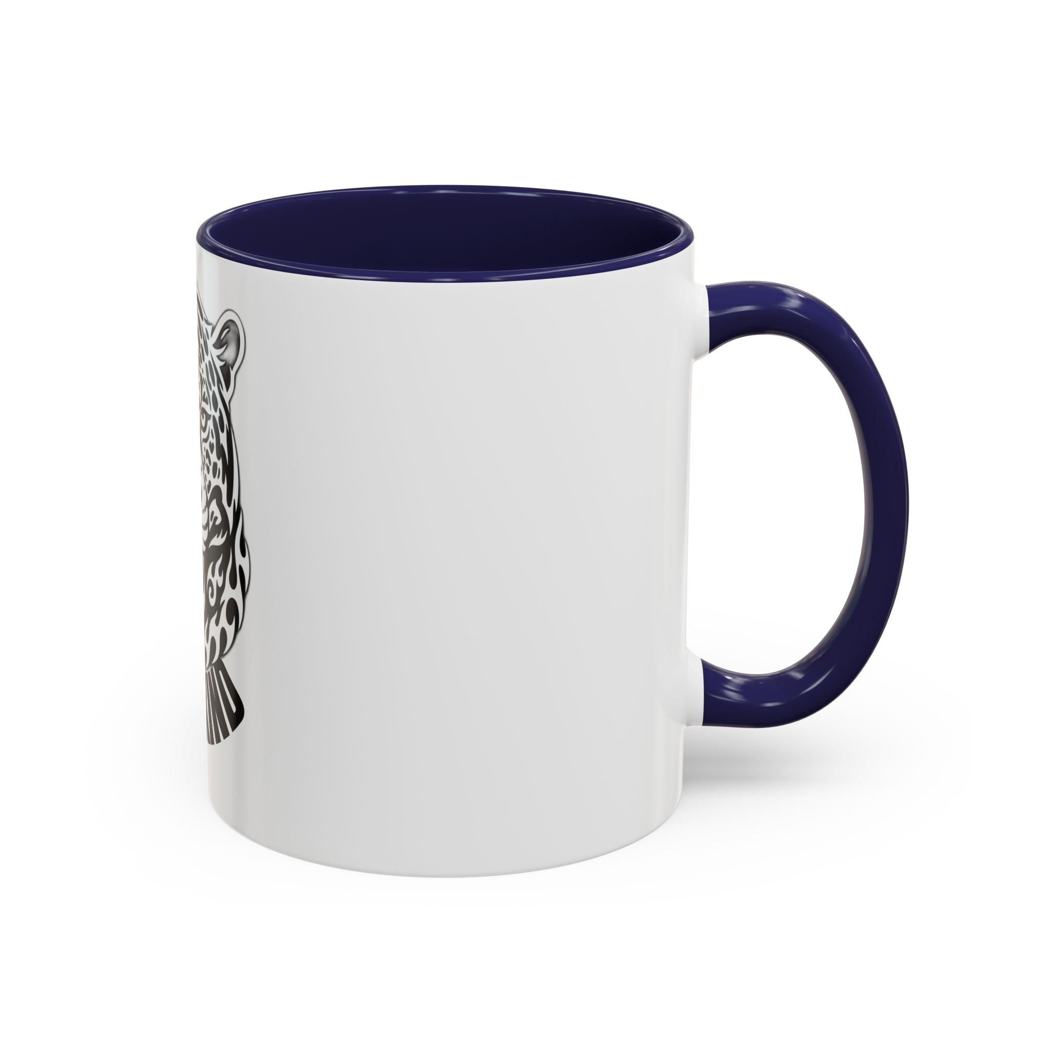 Tribal Wolf Accent Coffee Mug – Black Interior & Handle, Fierce Wolf Head Design (11/15 oz)