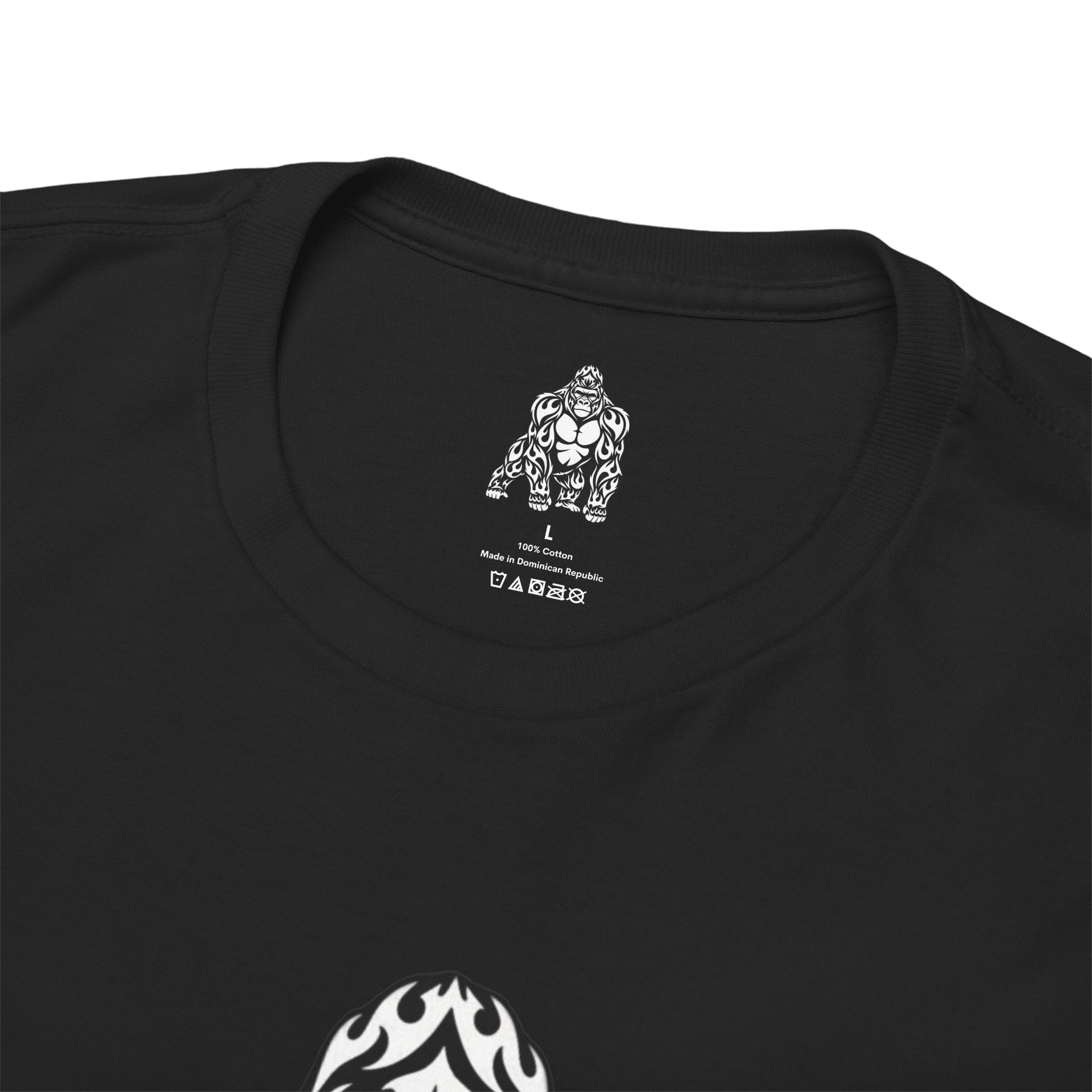 Tribal Flame Gorilla T-Shirt — APEXKIND Silverback Graphic Tee — Bold Tribal Ape Fitness Shirt