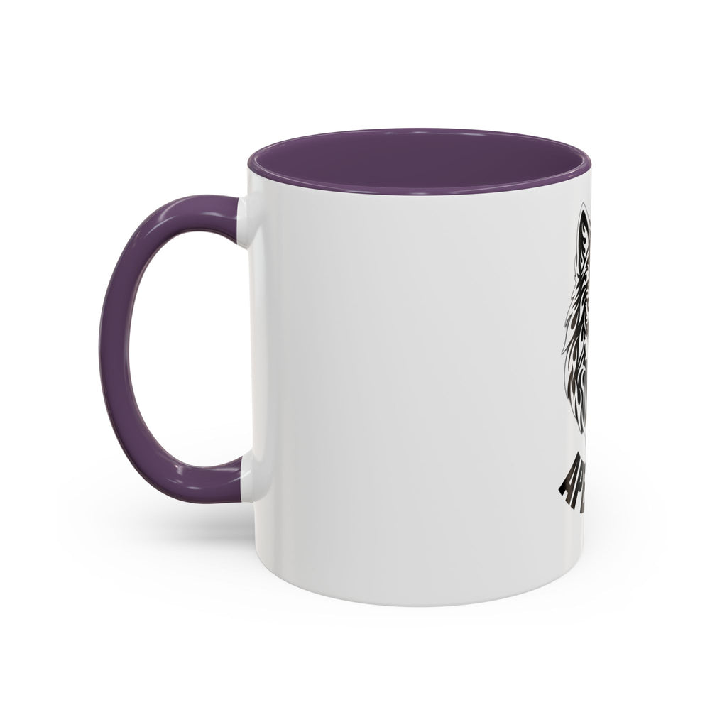 Tribal Wolf Accent Coffee Mug – Black Interior & Handle, Fierce Wolf Head Design (11/15 oz)