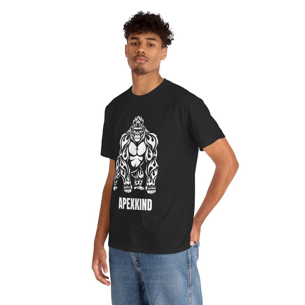 Tribal Flame Gorilla T-Shirt — APEXKIND Silverback Graphic Tee — Bold Tribal Ape Fitness Shirt
