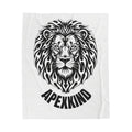 Lion Head 'APEXKIND' Velveteen Plush Blanket — Soft Decorative Throw for Living Room, Bedroom, Gifts