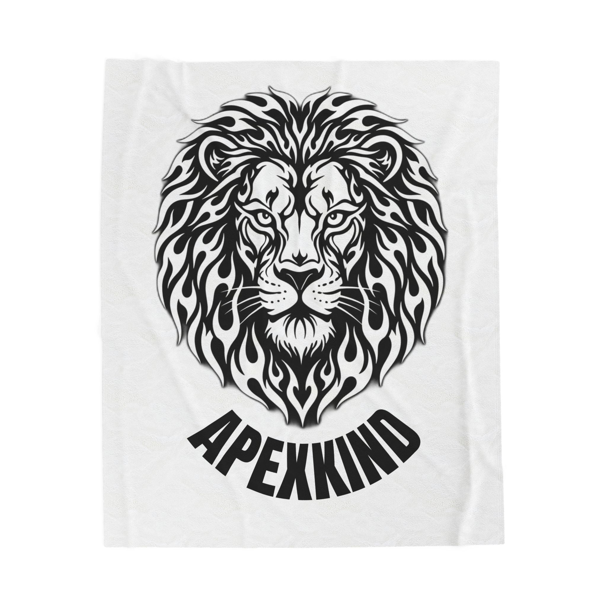 Lion Head 'APEXKIND' Velveteen Plush Blanket — Soft Decorative Throw for Living Room, Bedroom, Gifts