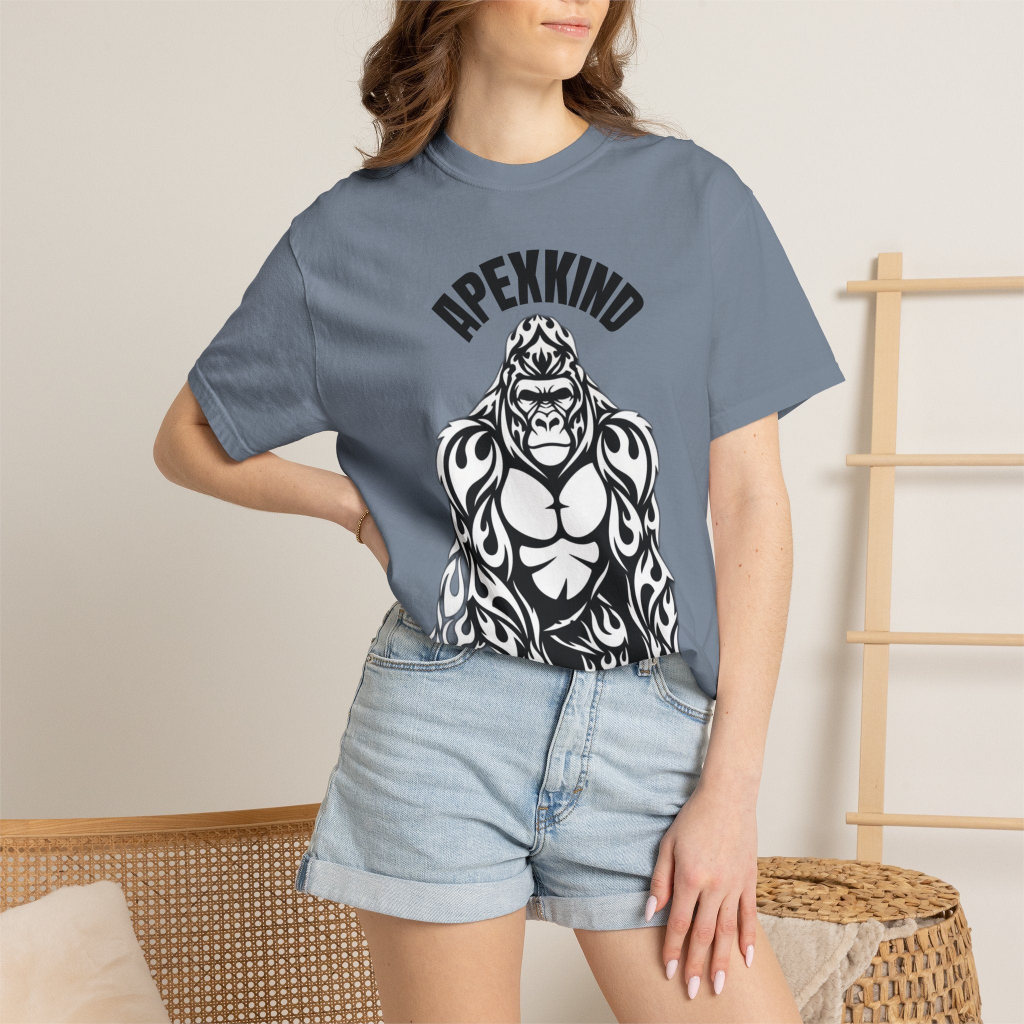 Tribal Flame Silverback Gorilla T-Shirt - Tribal Gorilla Illustration T-shirt | Bold Black Ape Design
