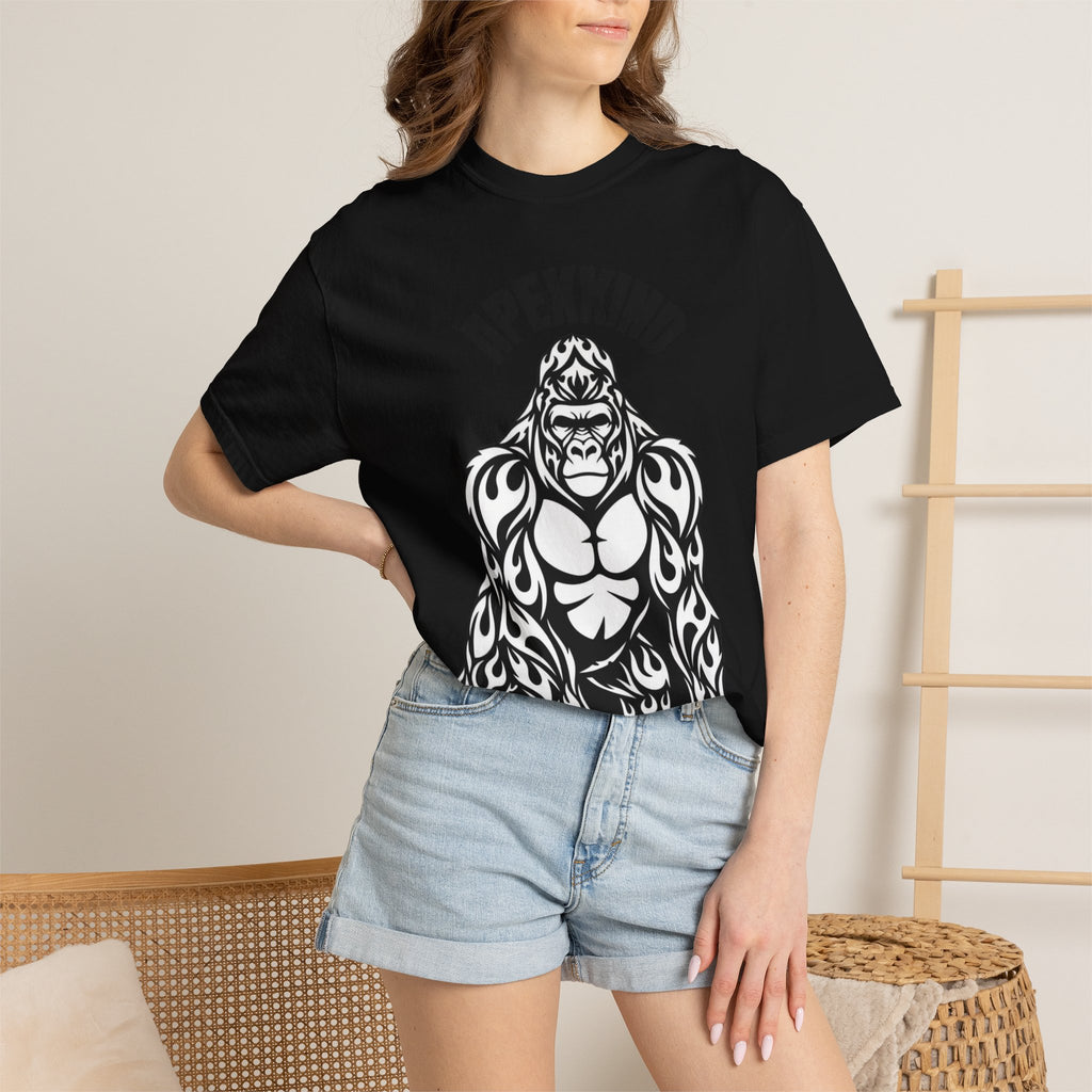 Tribal Flame Silverback Gorilla T-Shirt - Tribal Gorilla Illustration T-shirt | Bold Black Ape Design