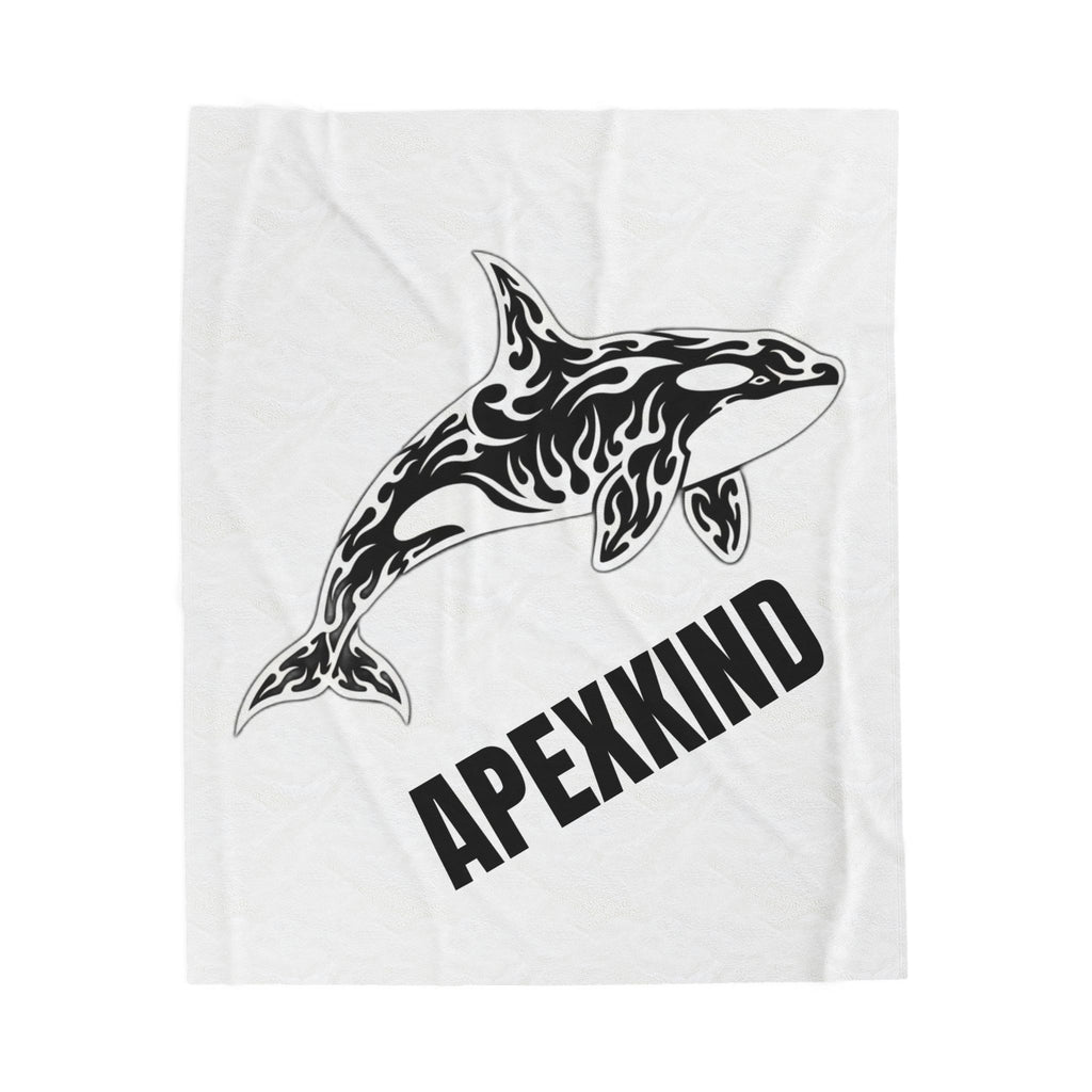 Orca Tribal Velveteen Plush Blanket — "APEXKIND" Graphic Throw