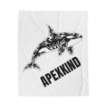 Orca Tribal Velveteen Plush Blanket — "APEXKIND" Graphic Throw