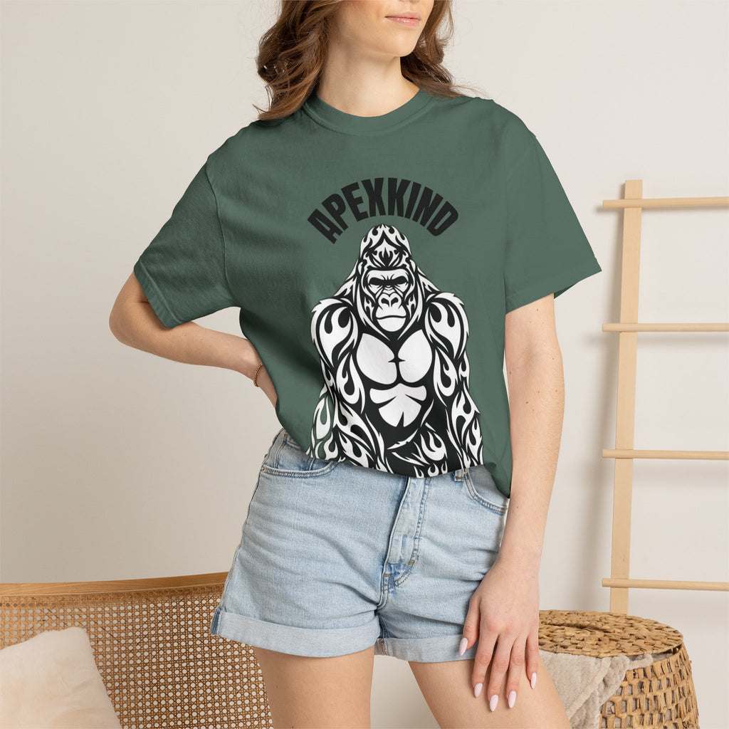 Tribal Flame Silverback Gorilla T-Shirt - Tribal Gorilla Illustration T-shirt | Bold Black Ape Design