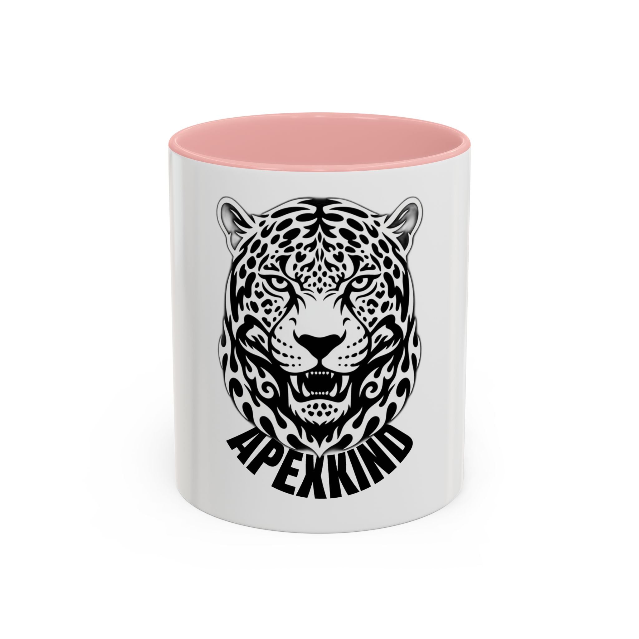 Tribal Wolf Accent Coffee Mug – Black Interior & Handle, Fierce Wolf Head Design (11/15 oz)