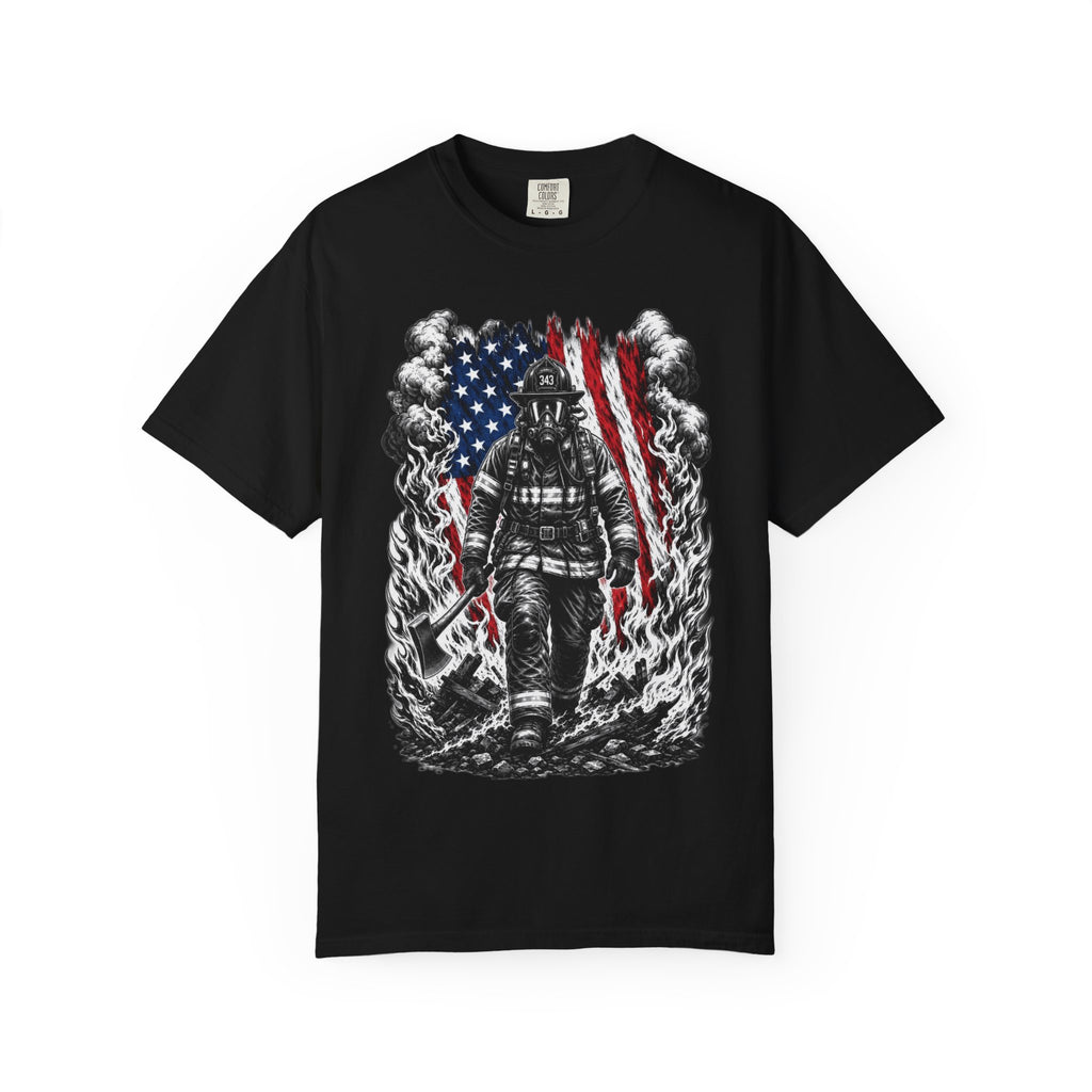 Firefighter American Flag T-Shirt — Brave Firefighter Graphic Tee
