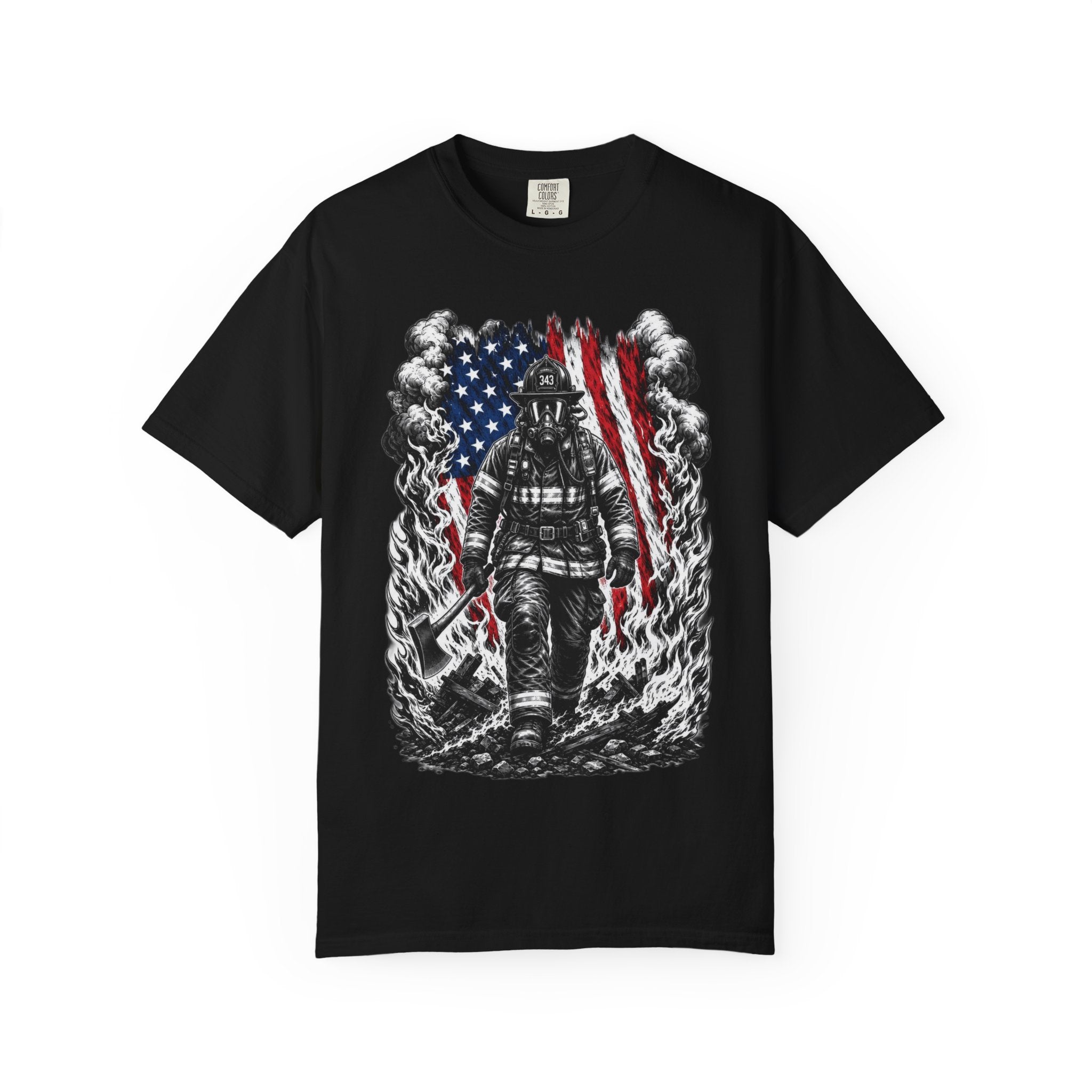 Firefighter American Flag T-Shirt — Brave Firefighter Graphic Tee