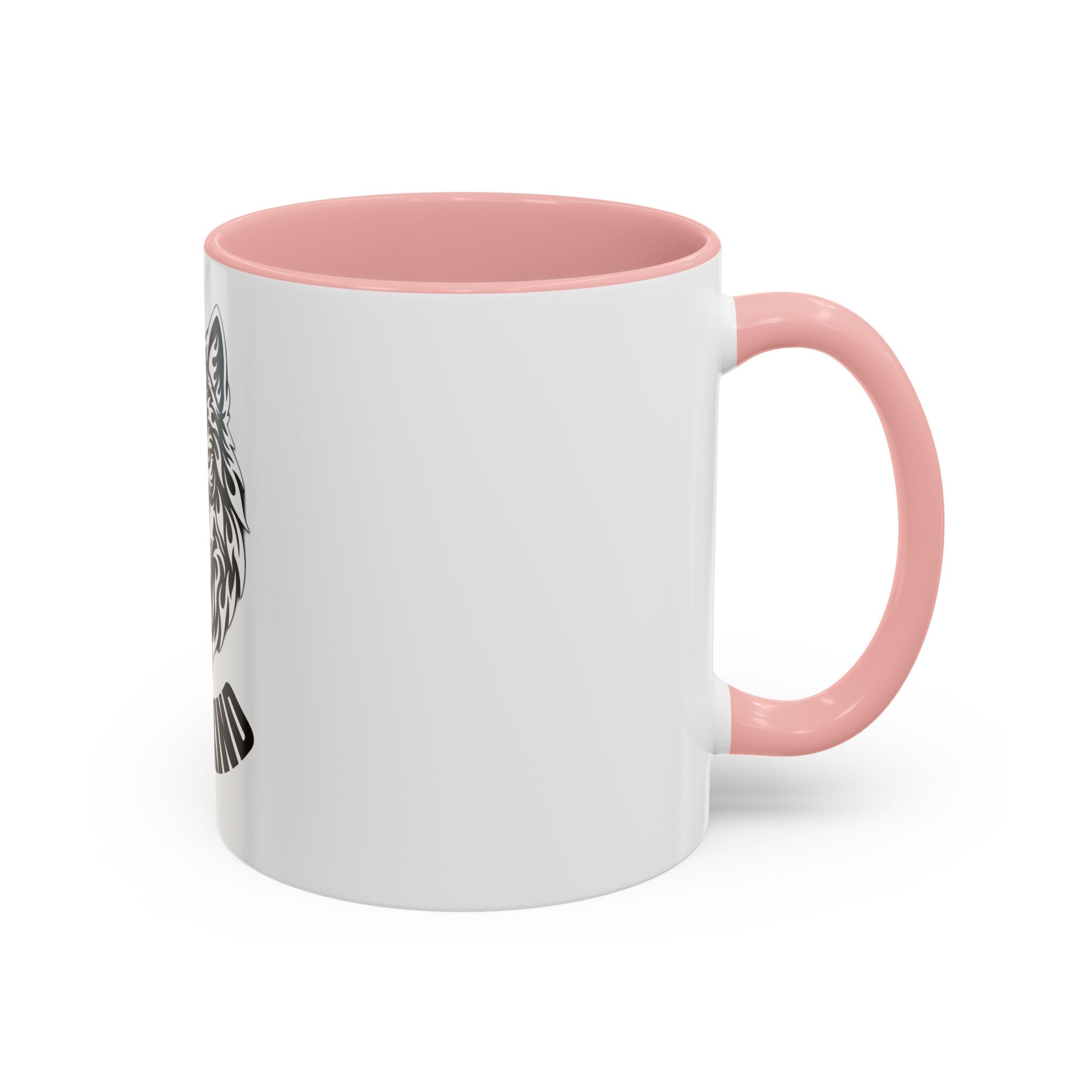 Tribal Wolf Accent Coffee Mug – Black Interior & Handle, Fierce Wolf Head Design (11/15 oz)