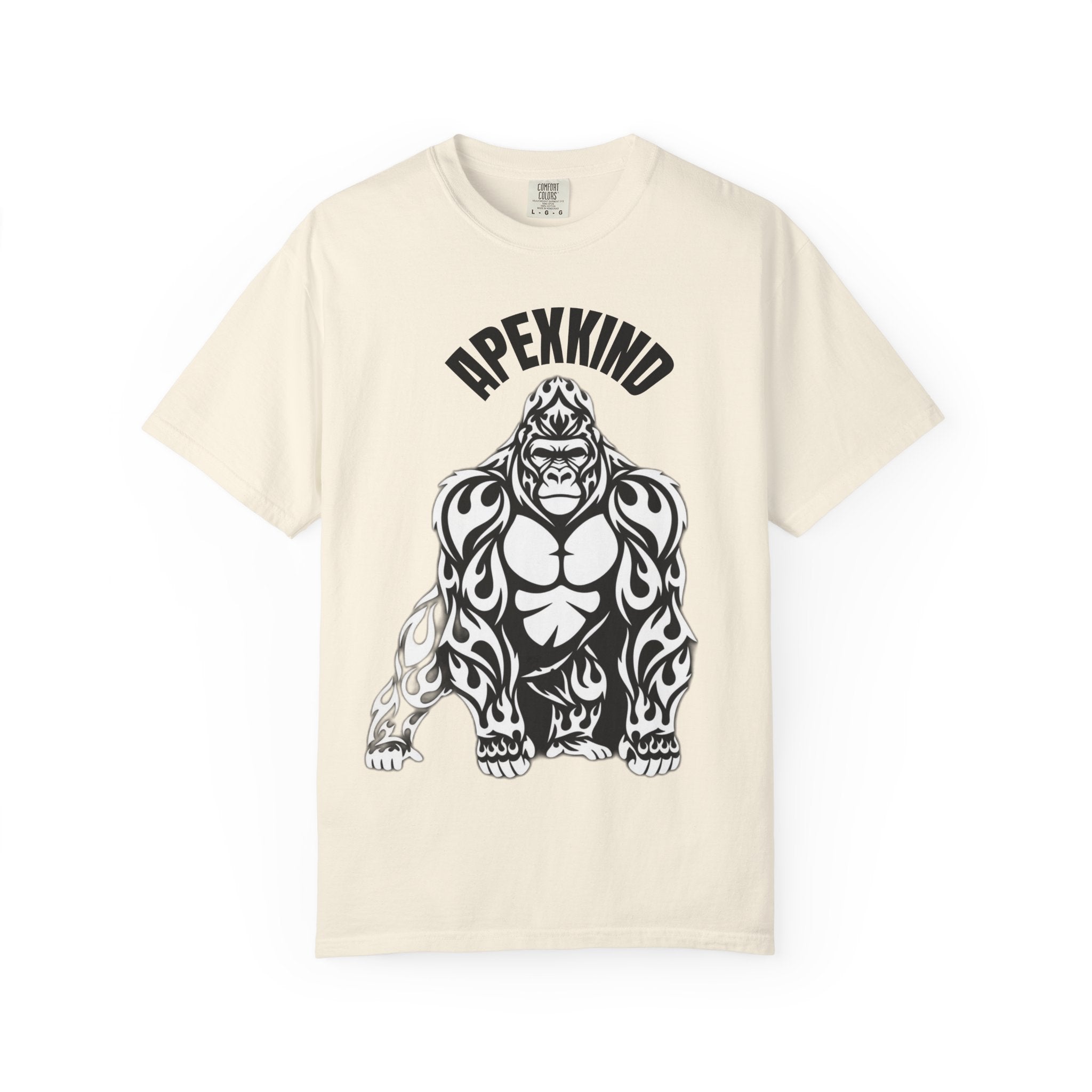 Tribal Flame Silverback Gorilla T-Shirt - Tribal Gorilla Illustration T-shirt | Bold Black Ape Design