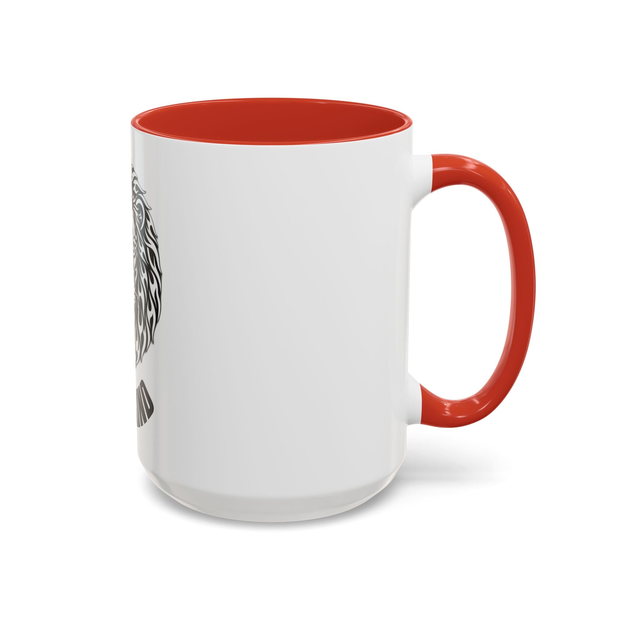Lion Head Accent Coffee Mug — Black Tribal Lion Design (11oz & 15oz)