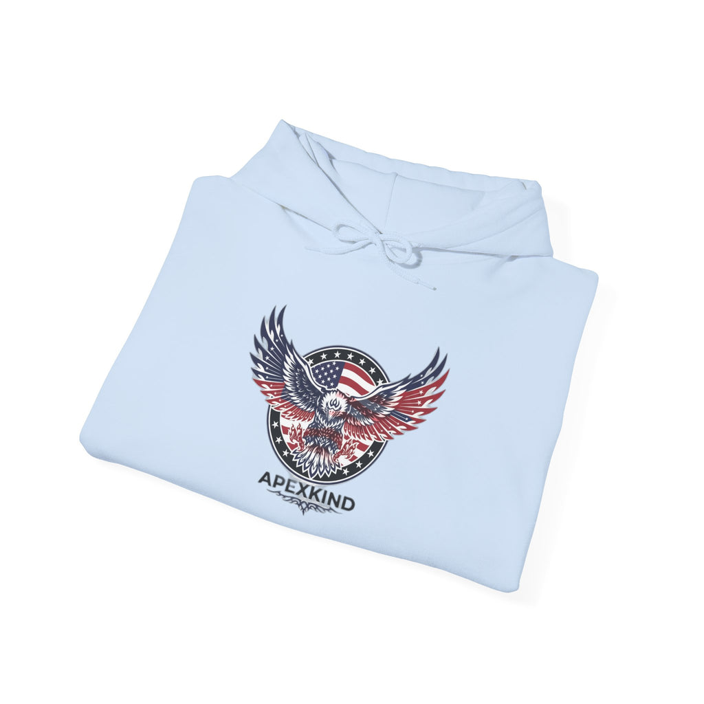 Patriotic Eagle Hoodie — American Flag Wings "APEXKIND" Design