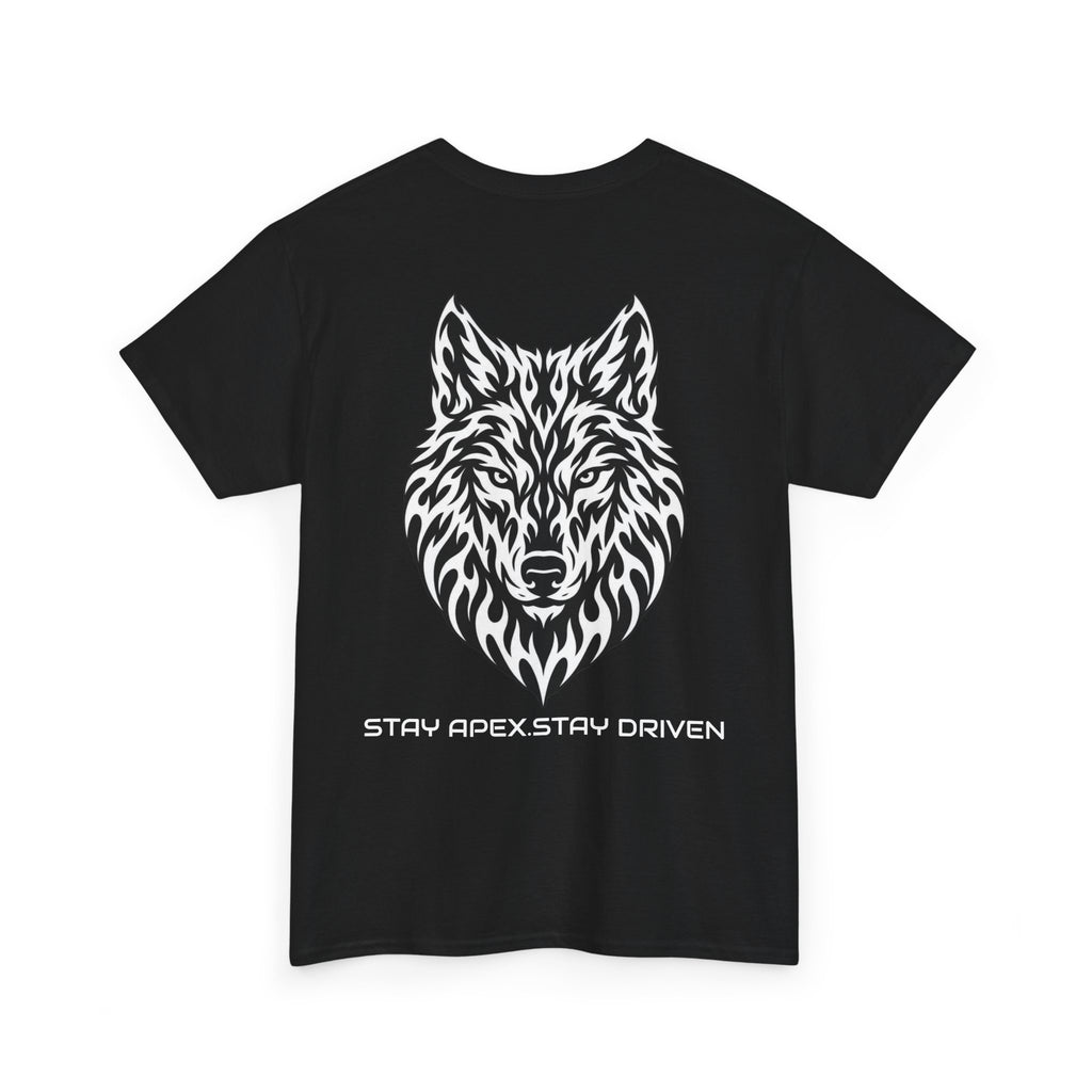Wolf Head Graphic T-Shirt — "Stay Apex Stay Driven" Motivational Tee