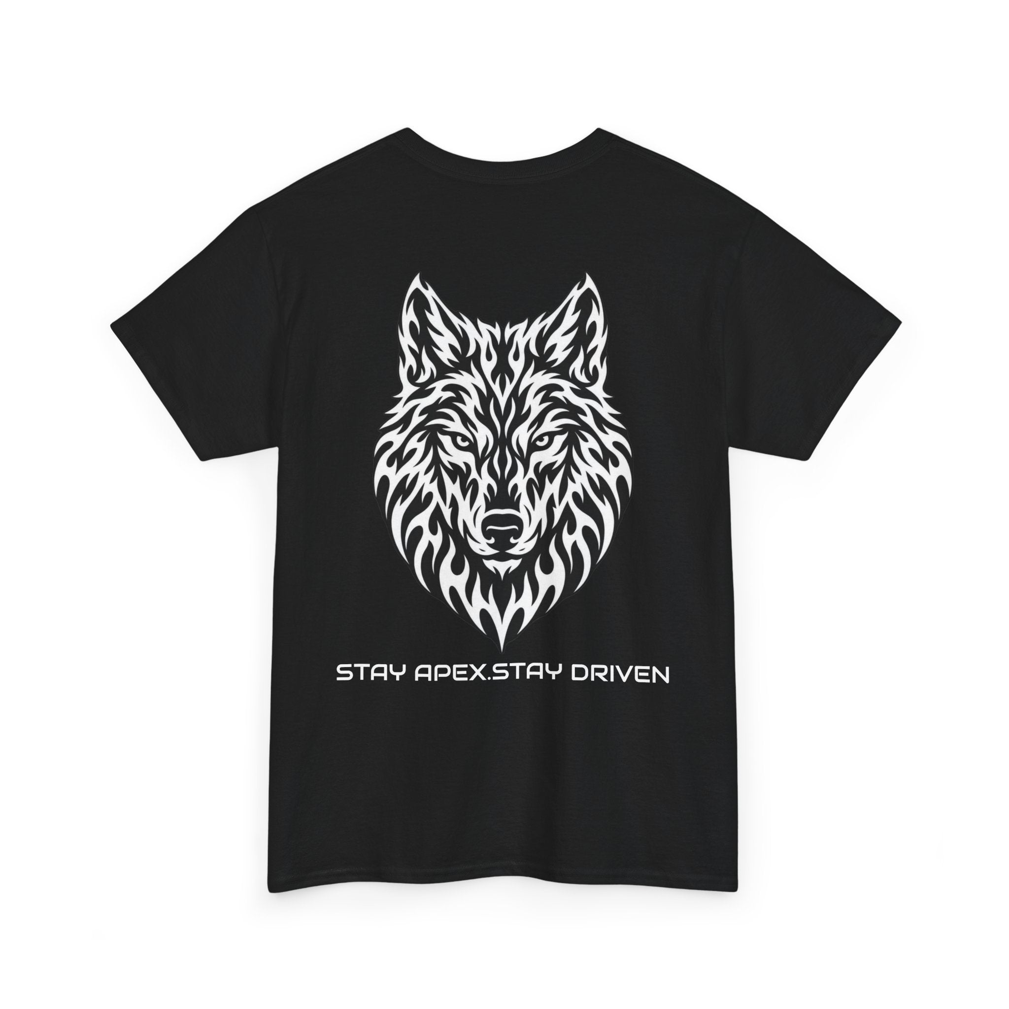 Wolf Head Graphic T-Shirt — "Stay Apex Stay Driven" Motivational Tee