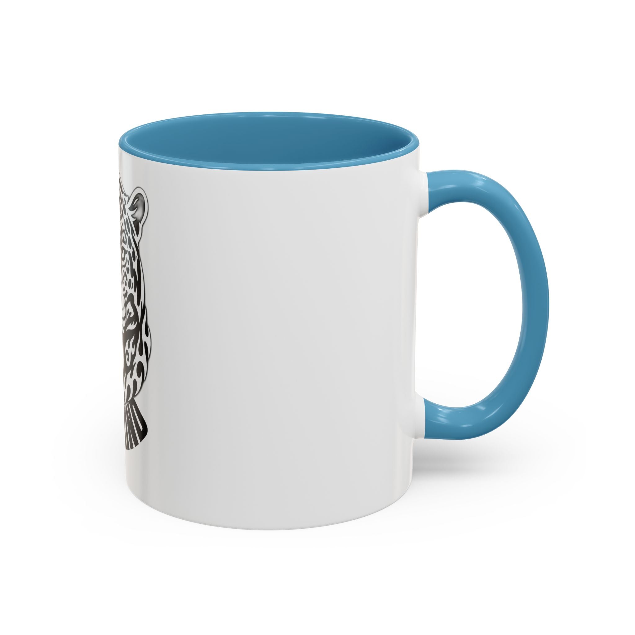 Tribal Wolf Accent Coffee Mug – Black Interior & Handle, Fierce Wolf Head Design (11/15 oz)
