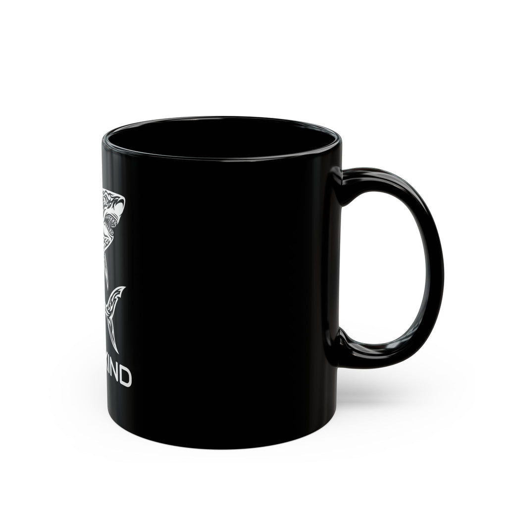 ApexKind Shark Coffee Mug — Tribal Shark Design Black Ceramic Mug (11oz & 15oz)
