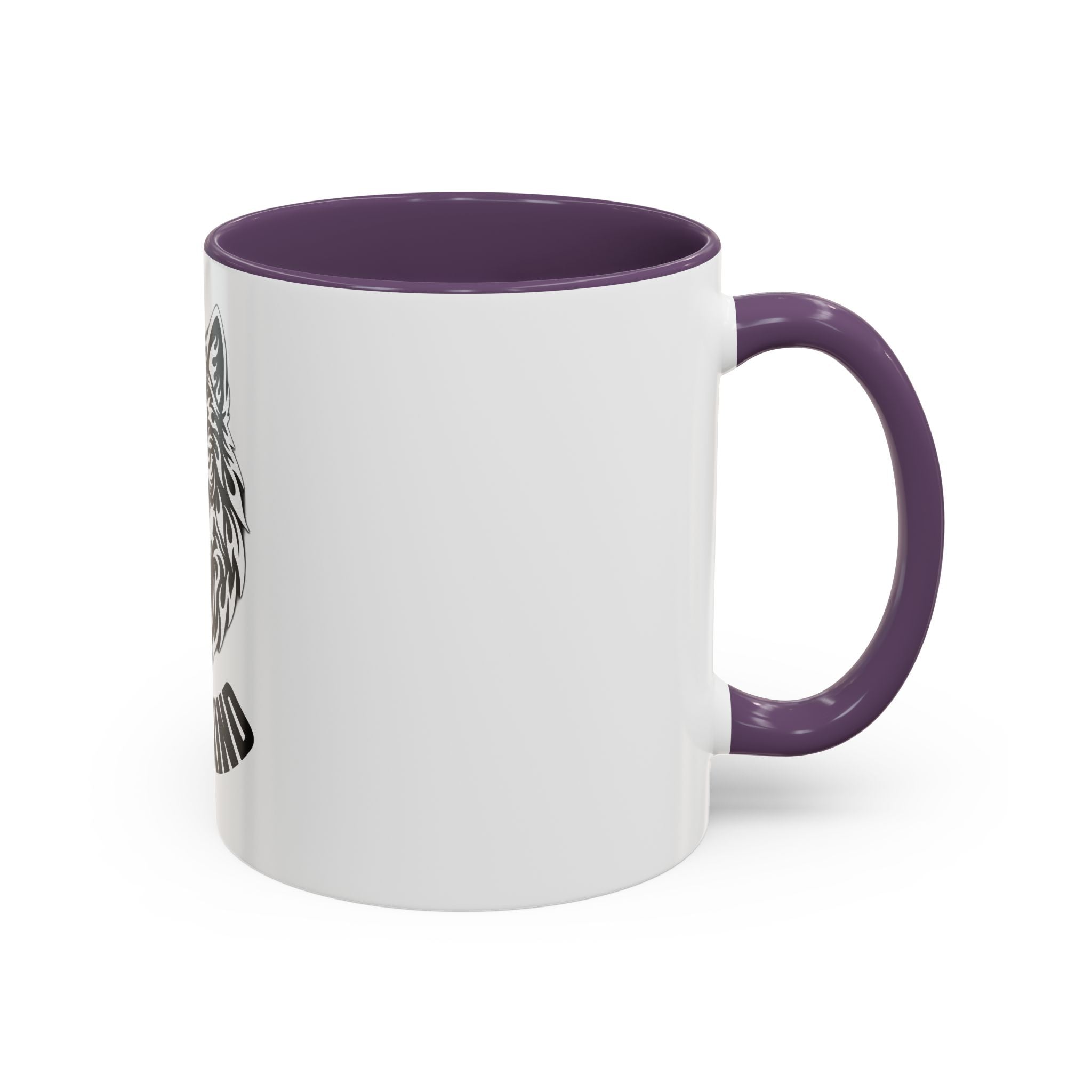 Tribal Wolf Accent Coffee Mug – Black Interior & Handle, Fierce Wolf Head Design (11/15 oz)