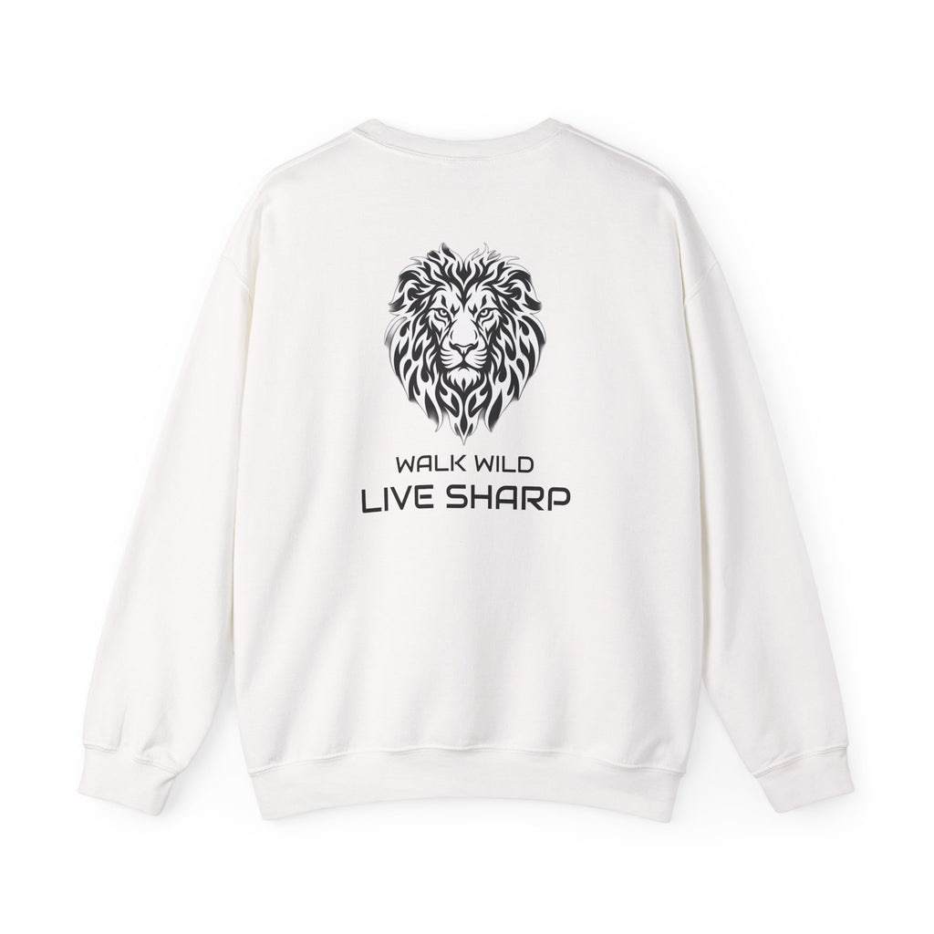 ApexKind Lion Crewneck Sweatshirt — 'Walk Wild, Live Sharp' Graphic